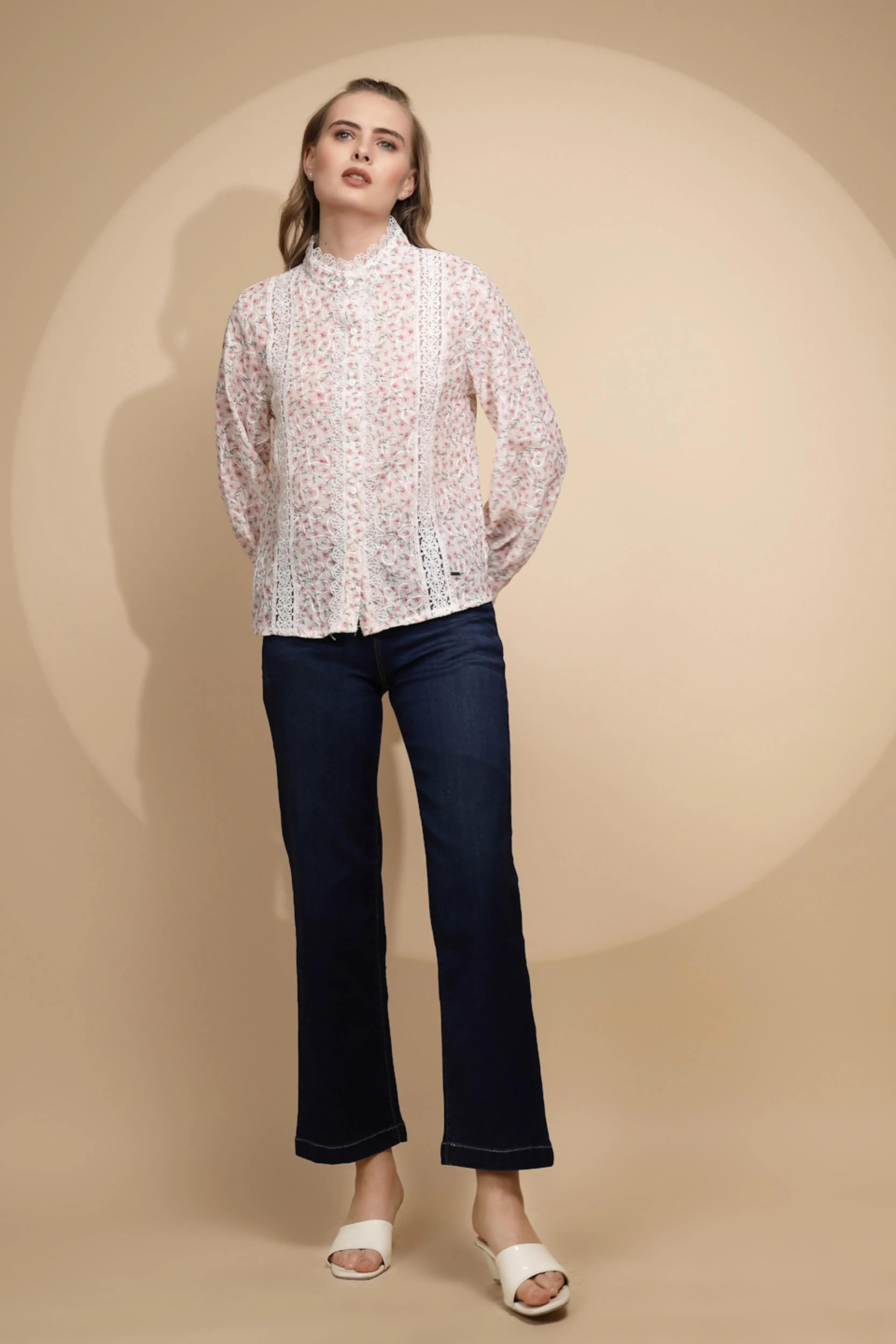 Rose cotton Loose Fit Shirt For Women - Global Republic