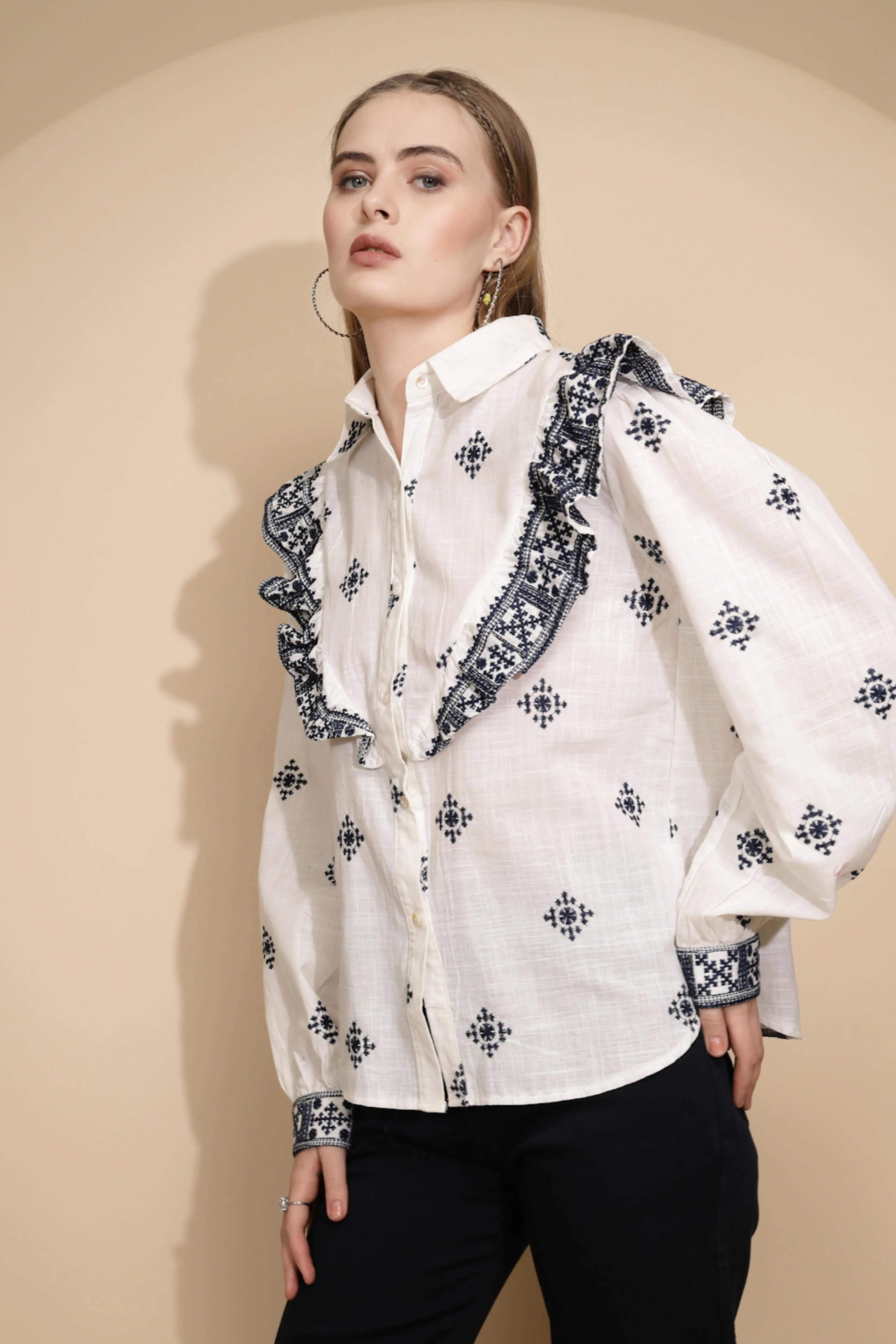 White cotton Regular Fit Shirt - Global Republic