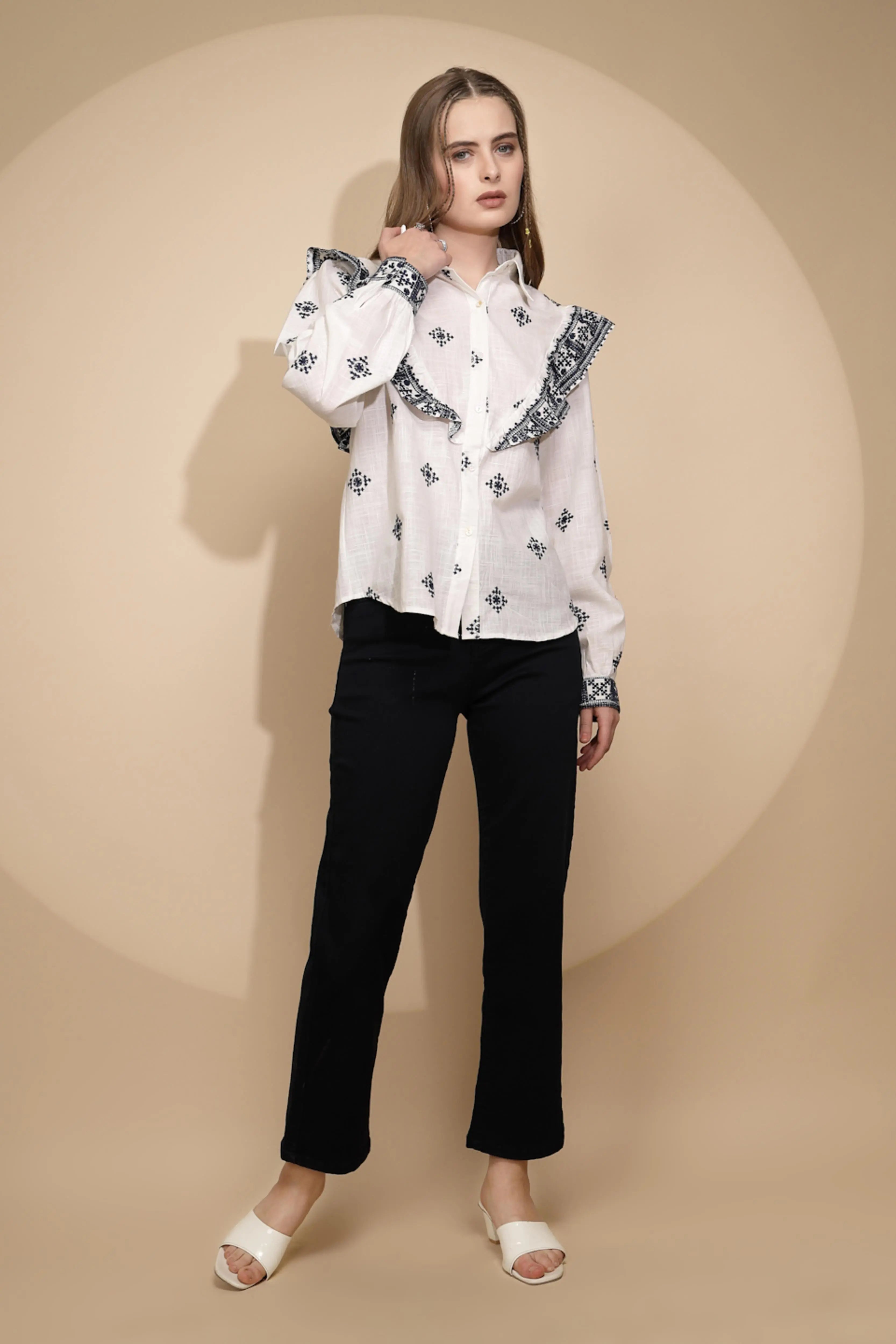 White cotton Regular Fit Shirt - Global Republic