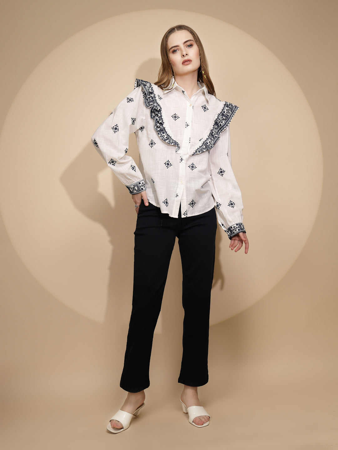 White cotton Regular Fit Shirt - Global Republic
