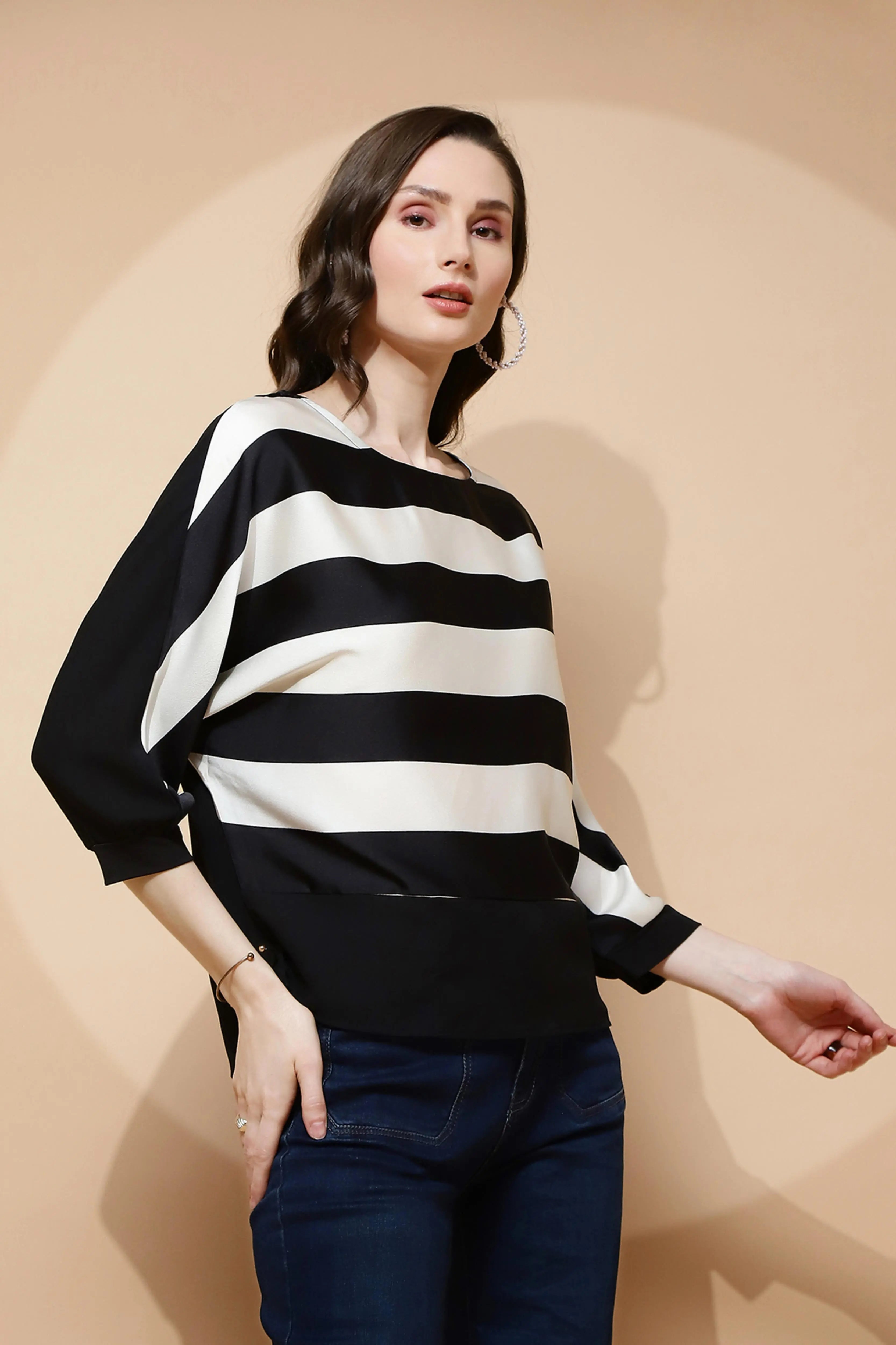 Monochrome Striped Top - Global Republic