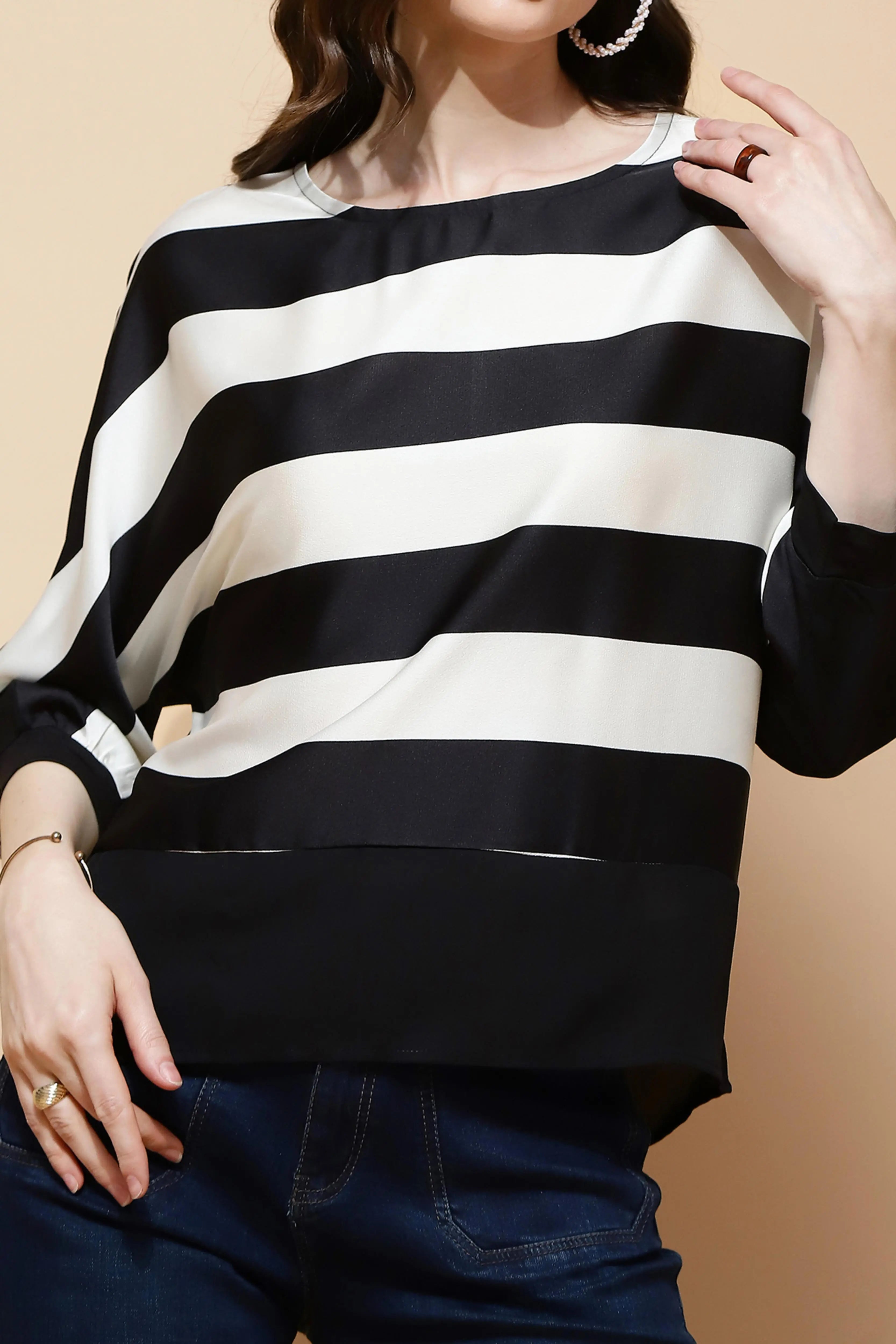 Monochrome Striped Top - Global Republic