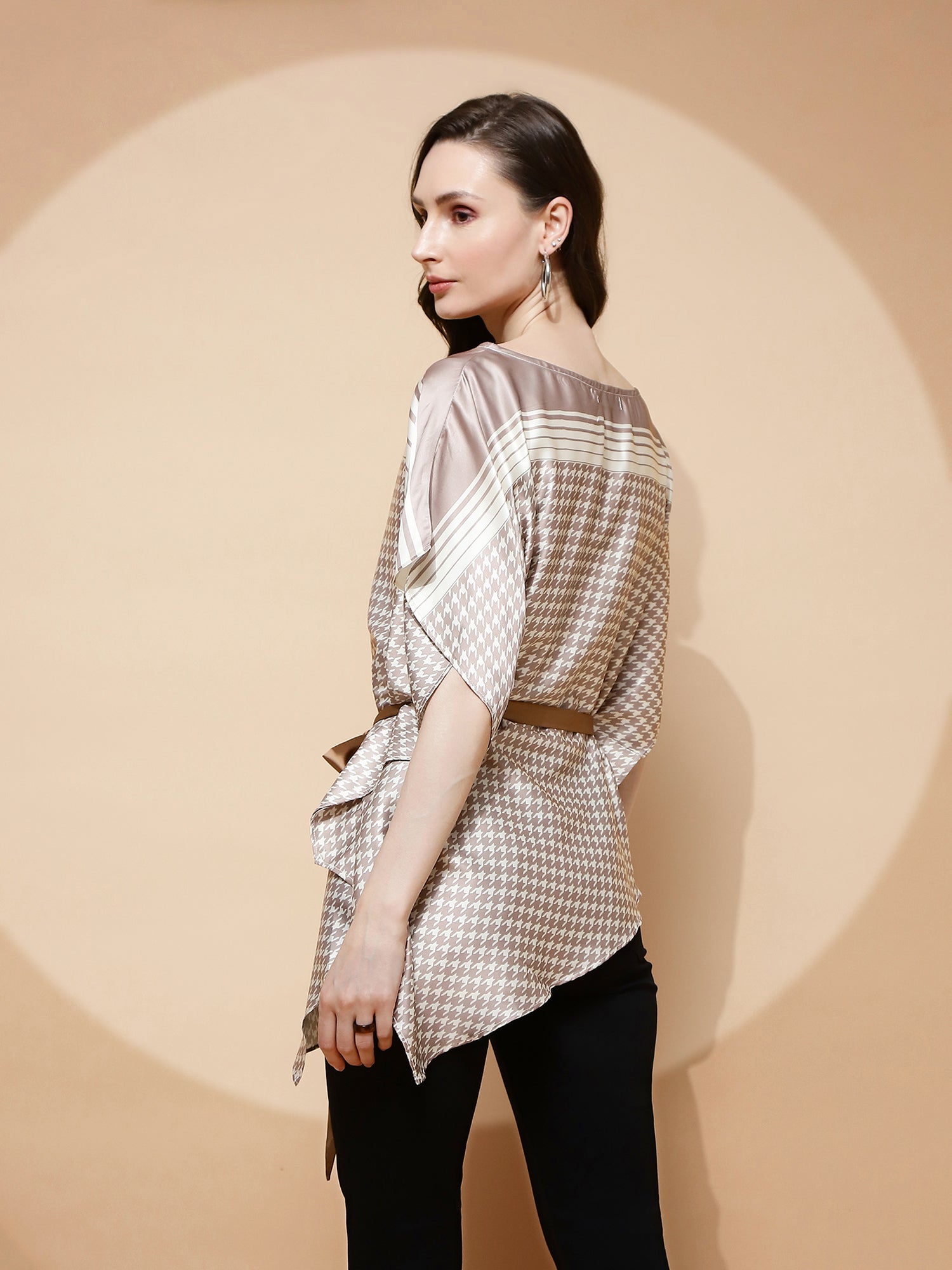 Mocha Printed Blouson Top - Global Republic