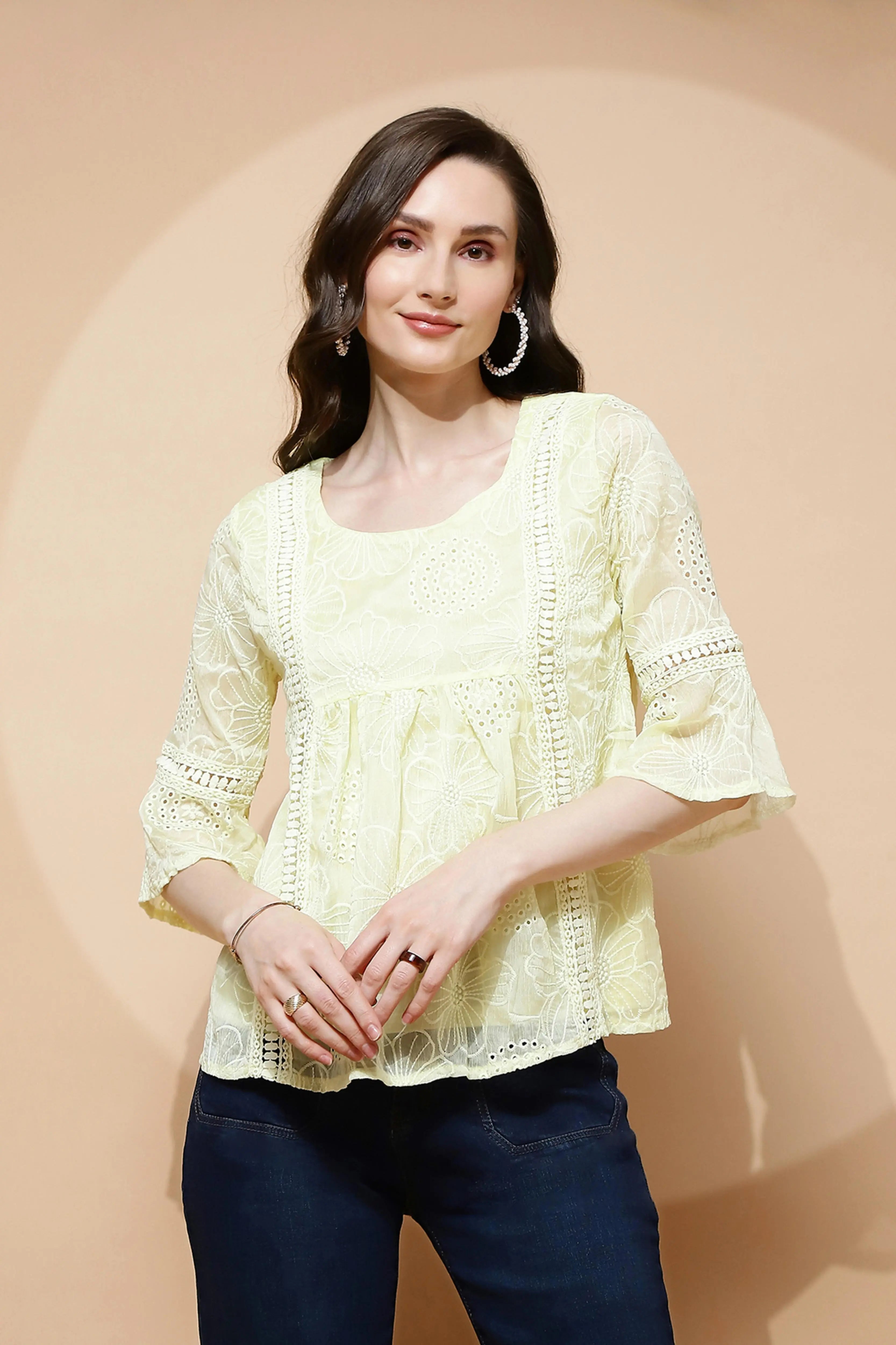 Yellow Regular Fit Blouse For Women - Global Republic