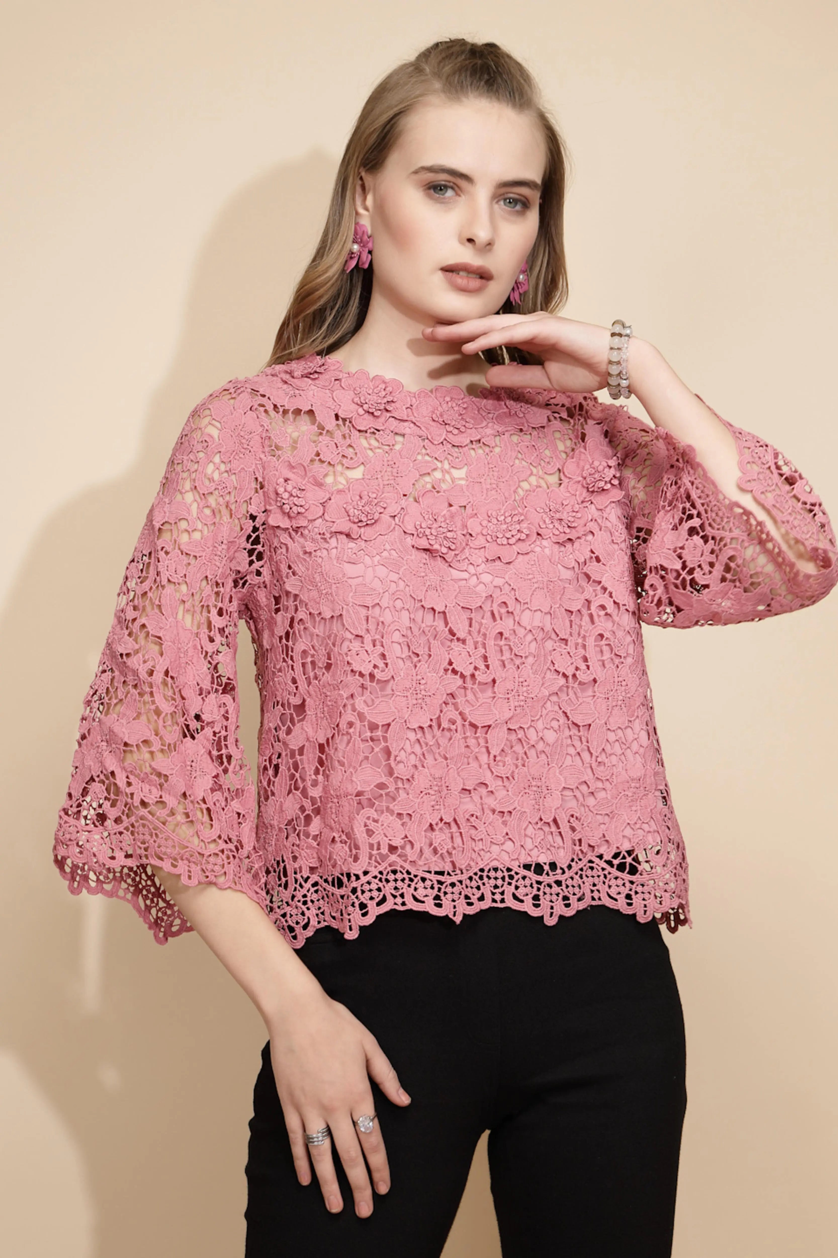 Pink Loose Fit Blouse For Women - Global Republic