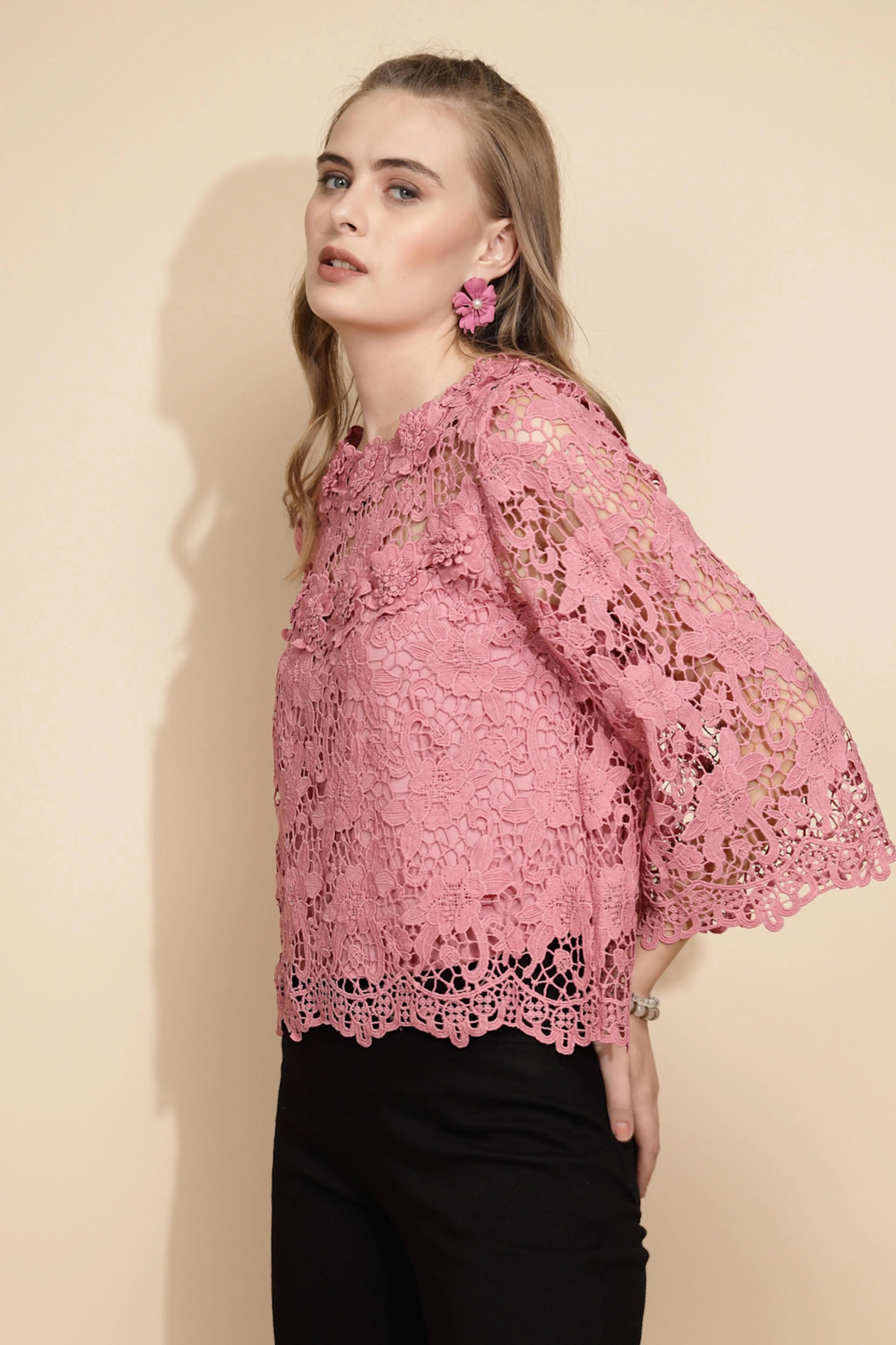 Pink Loose Fit Blouse For Women - Global Republic
