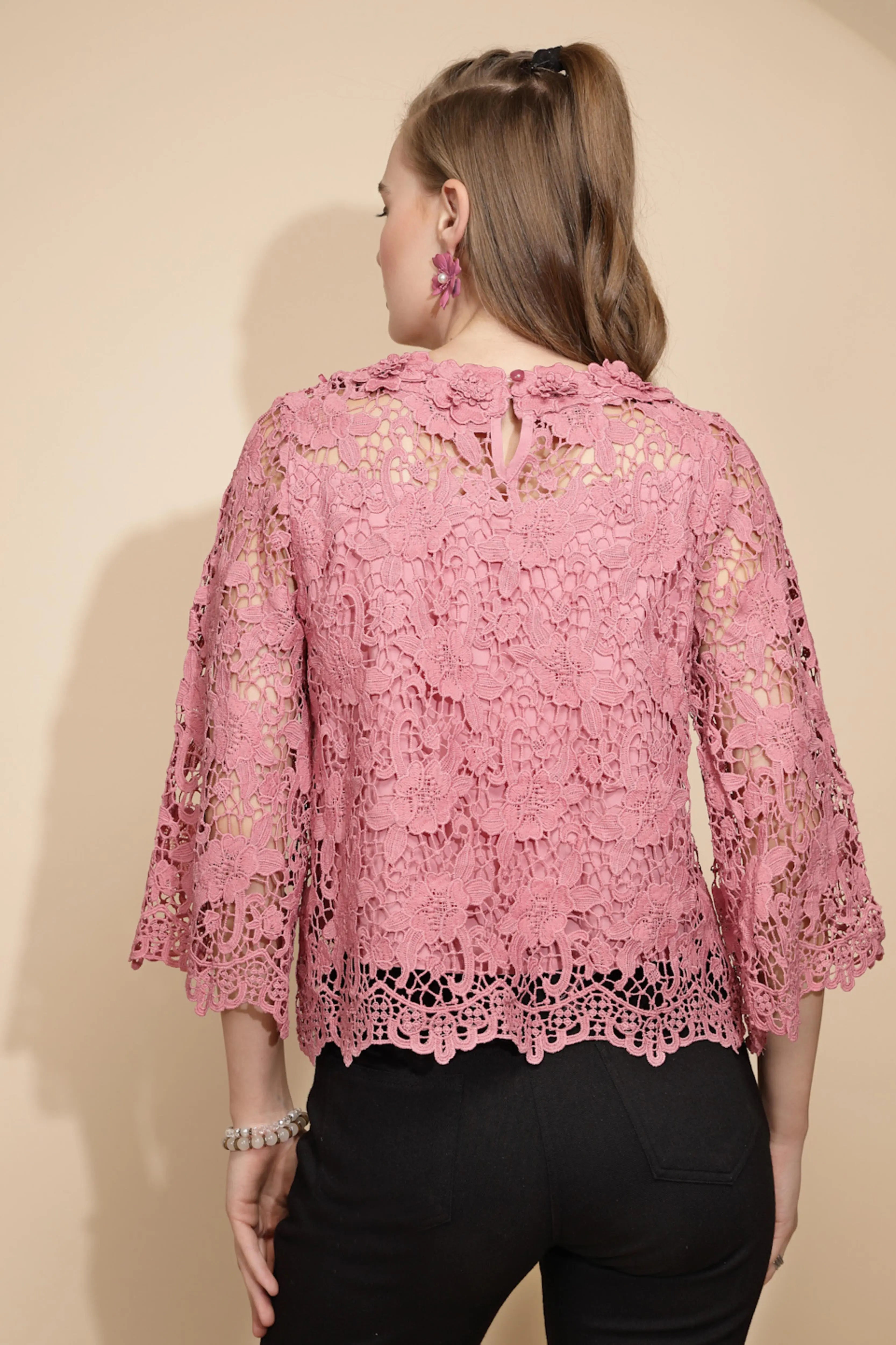 Pink Loose Fit Blouse For Women - Global Republic
