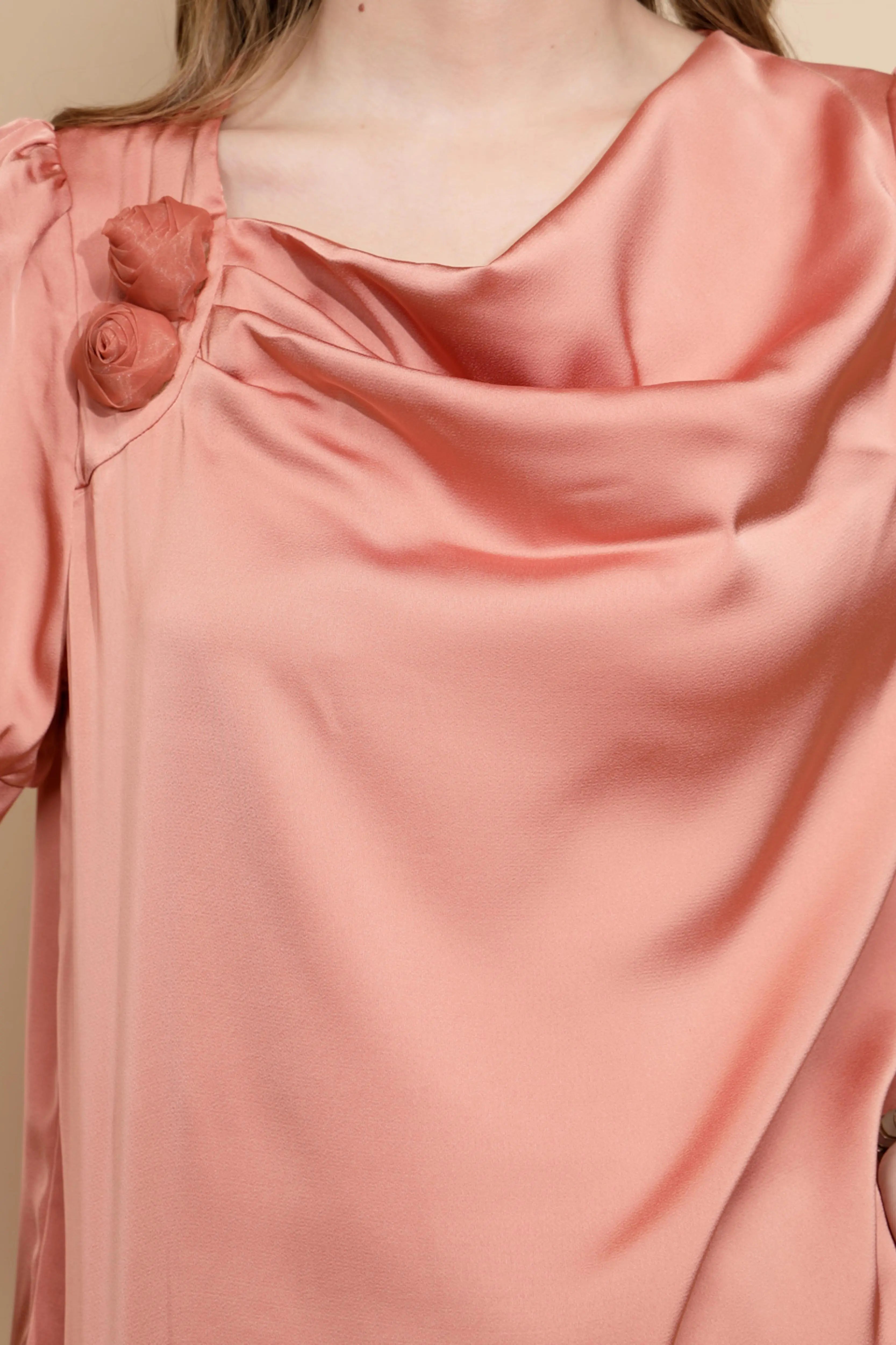 Orange Satin Cowl Neck Top - Global Republic