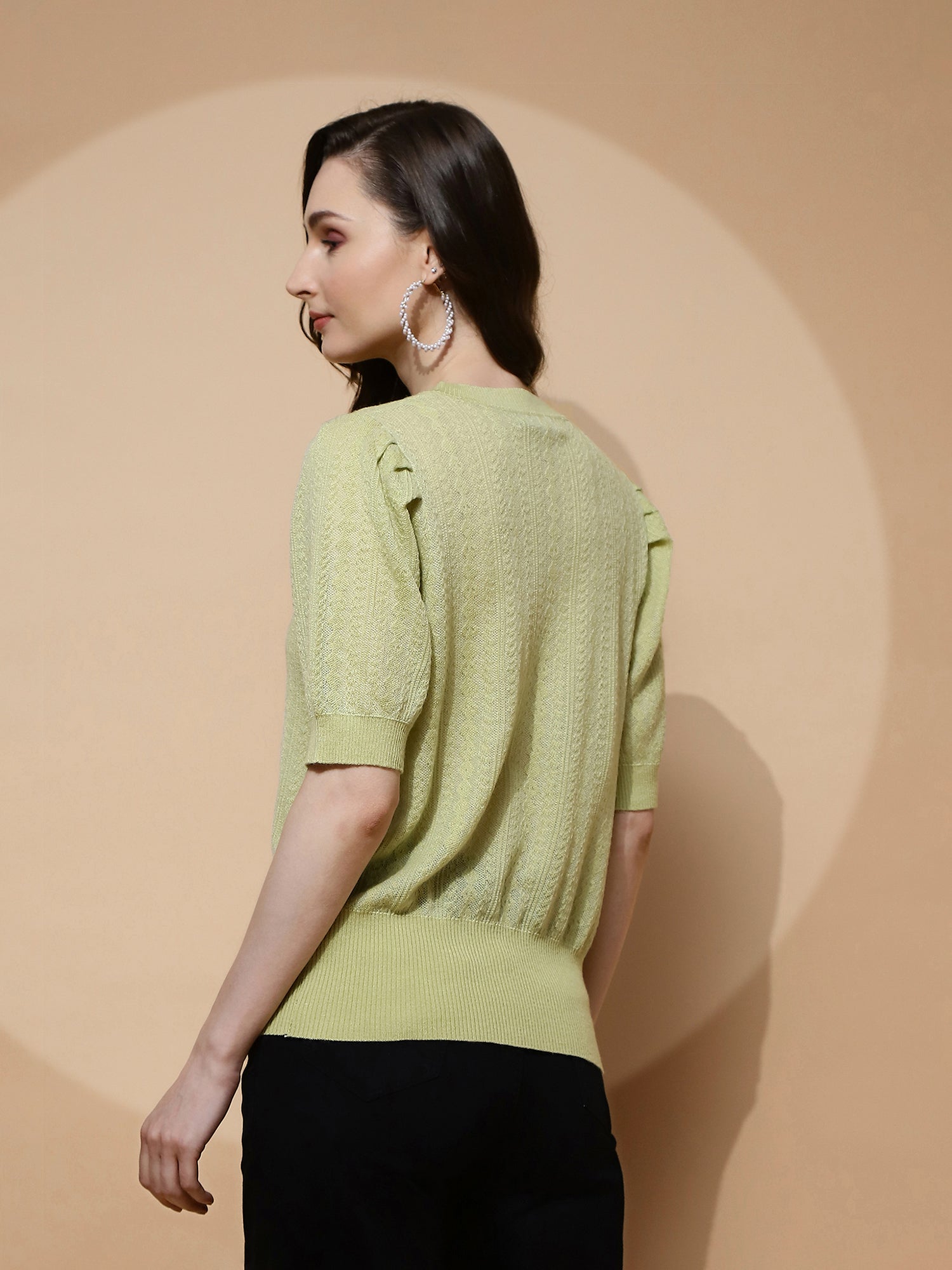 Green Regular Fit Top For Women - Global Republic