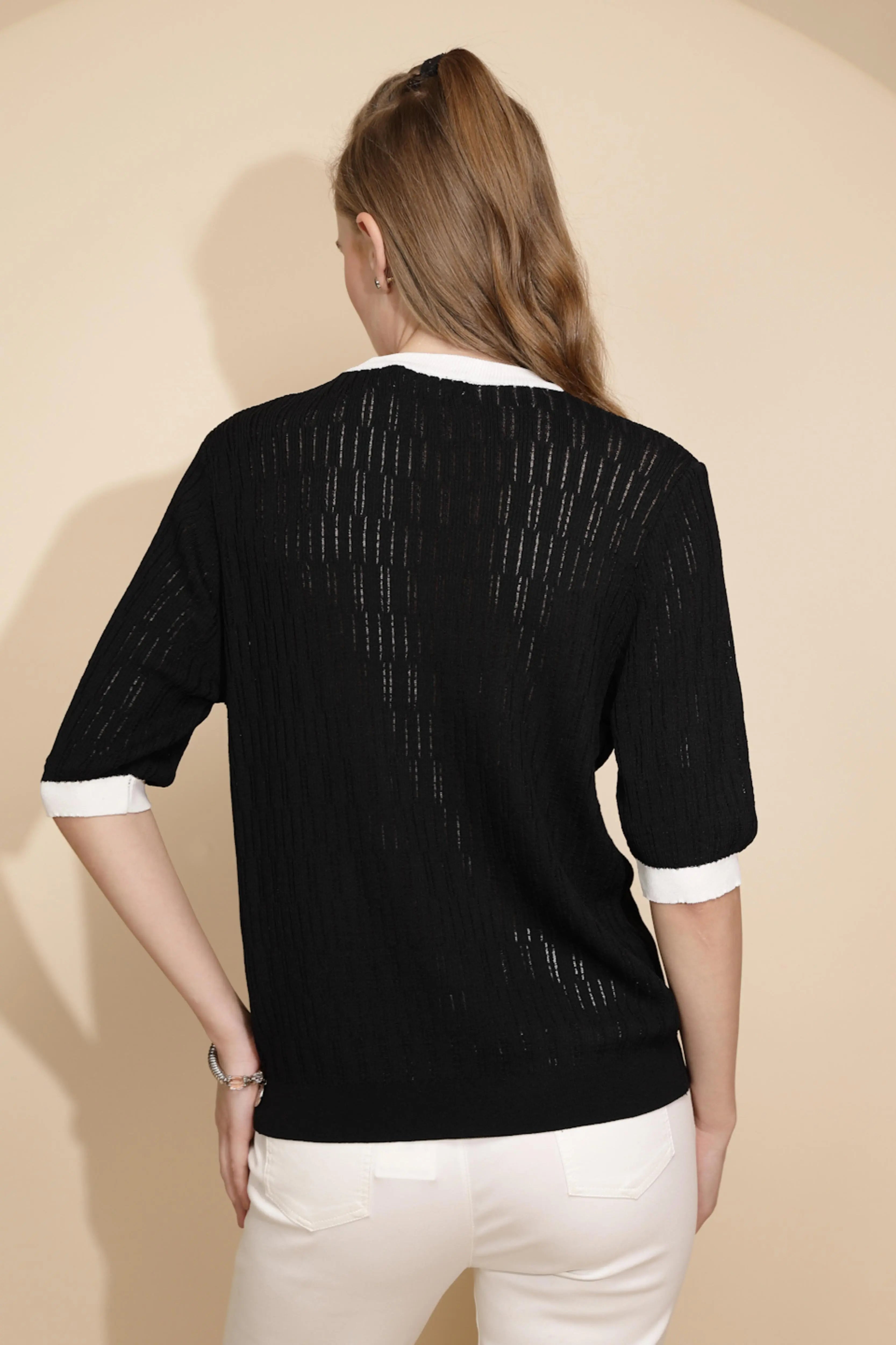 Black Viscose Blend Top - Global Republic