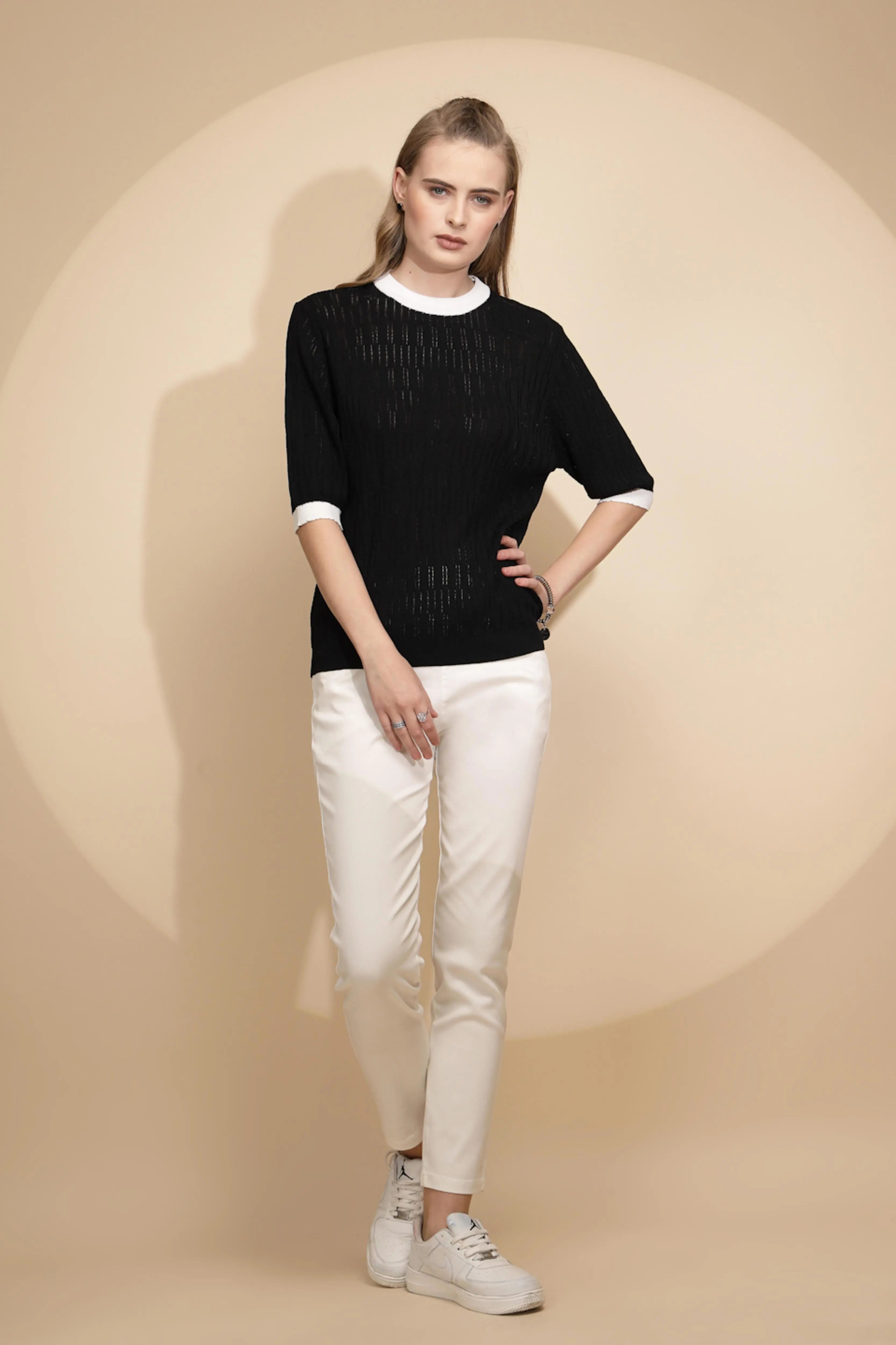 Black Viscose Blend Top - Global Republic