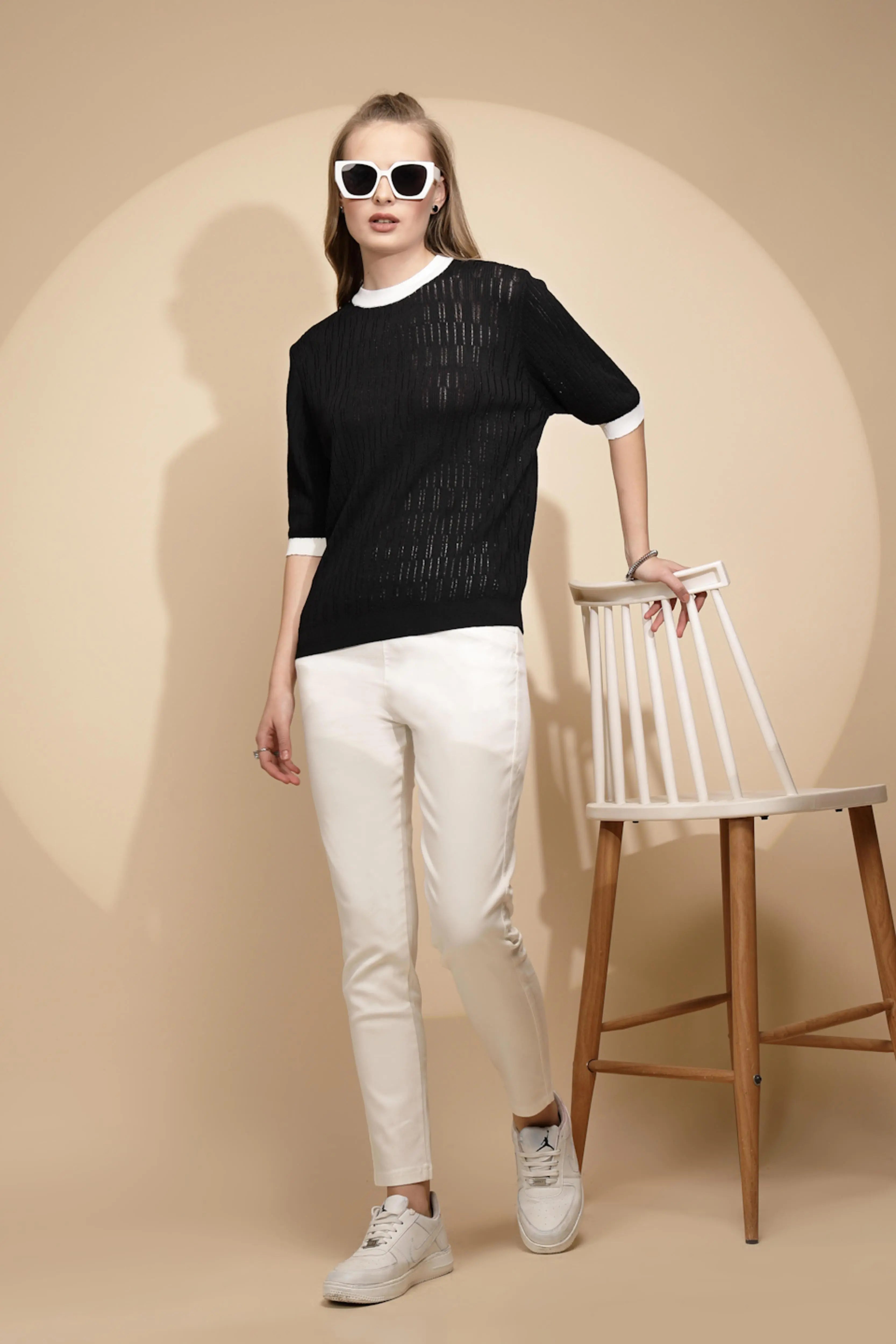 Black Viscose Blend Top