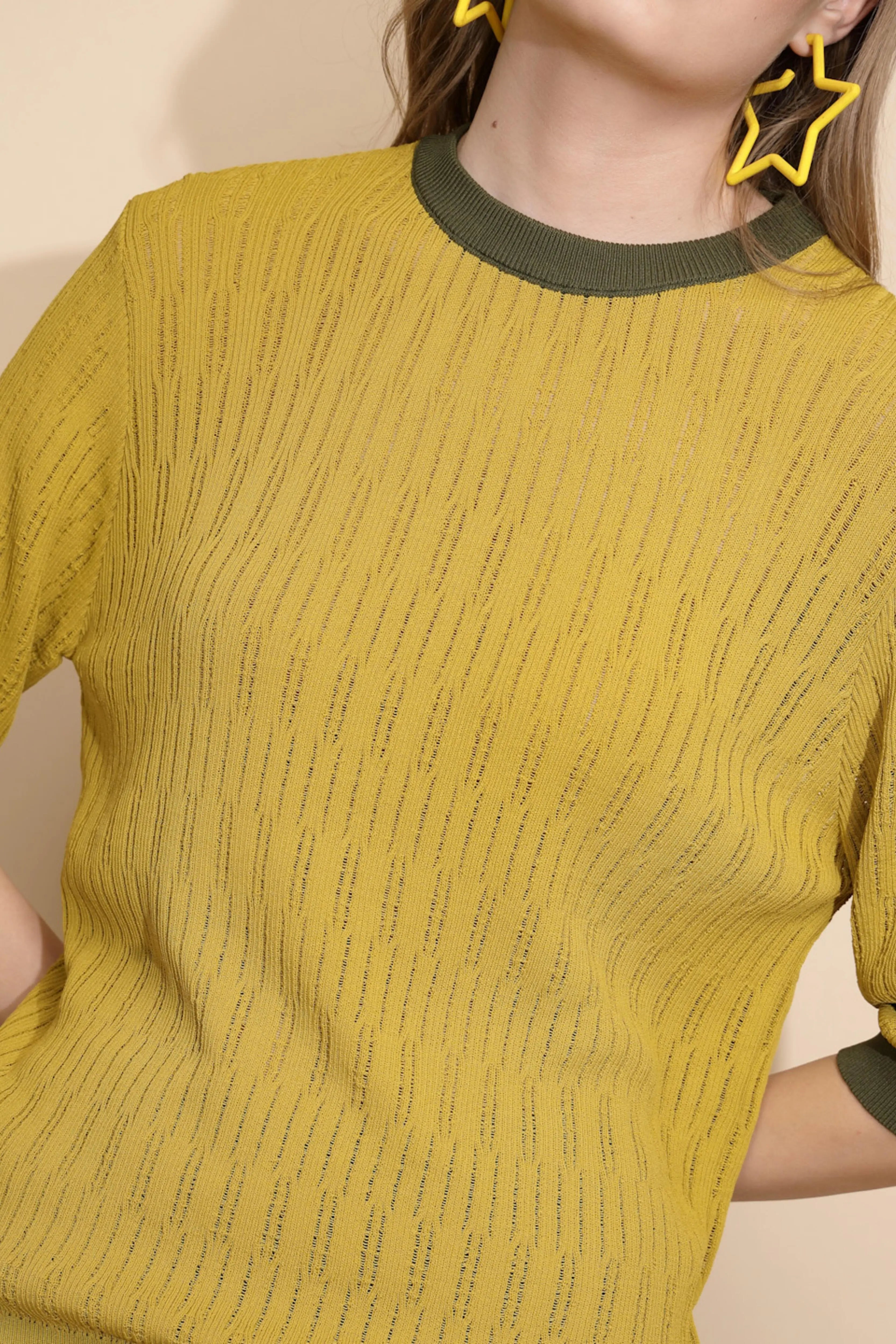 Green Viscose Blend Regular Fit Top - Global Republic