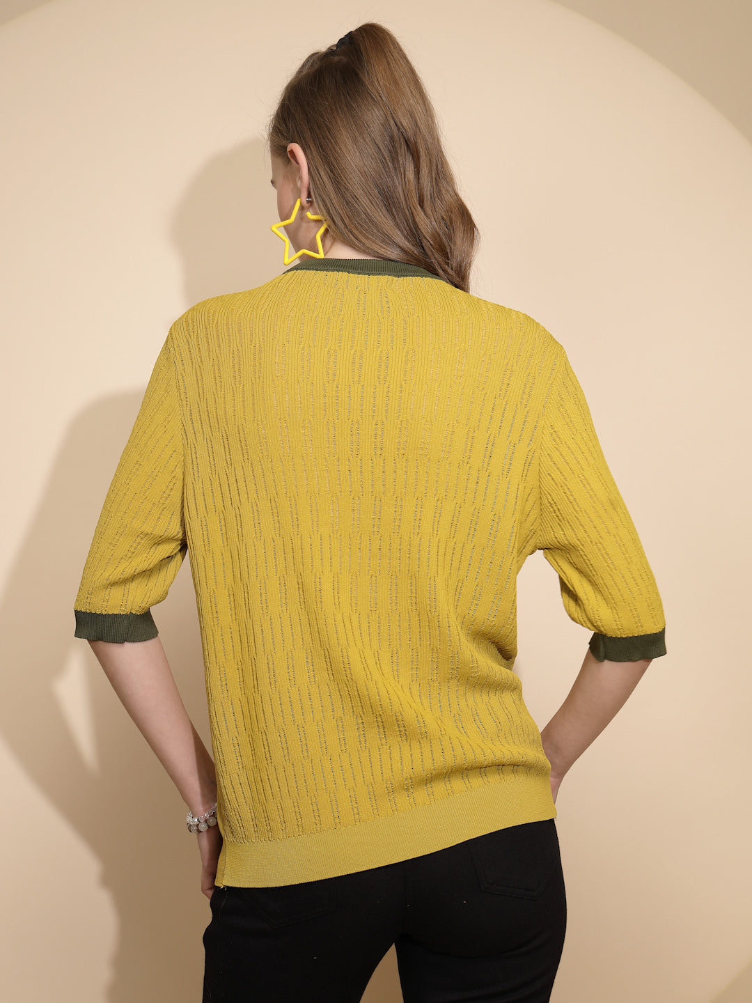 Green Viscose Blend Regular Fit Top - Global Republic