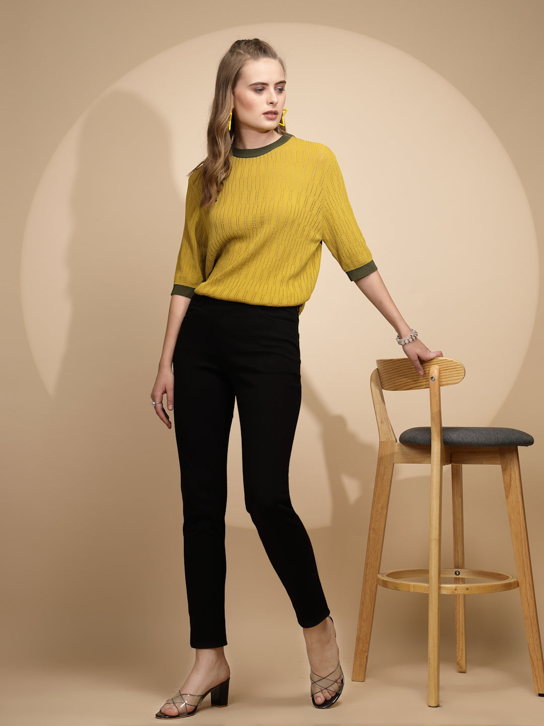 Green Viscose Blend Regular Fit Top - Global Republic