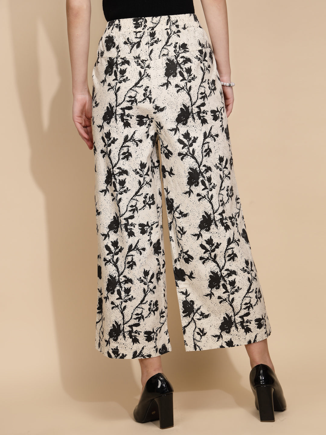 Beige Floral Cotton Lower - Global Republic