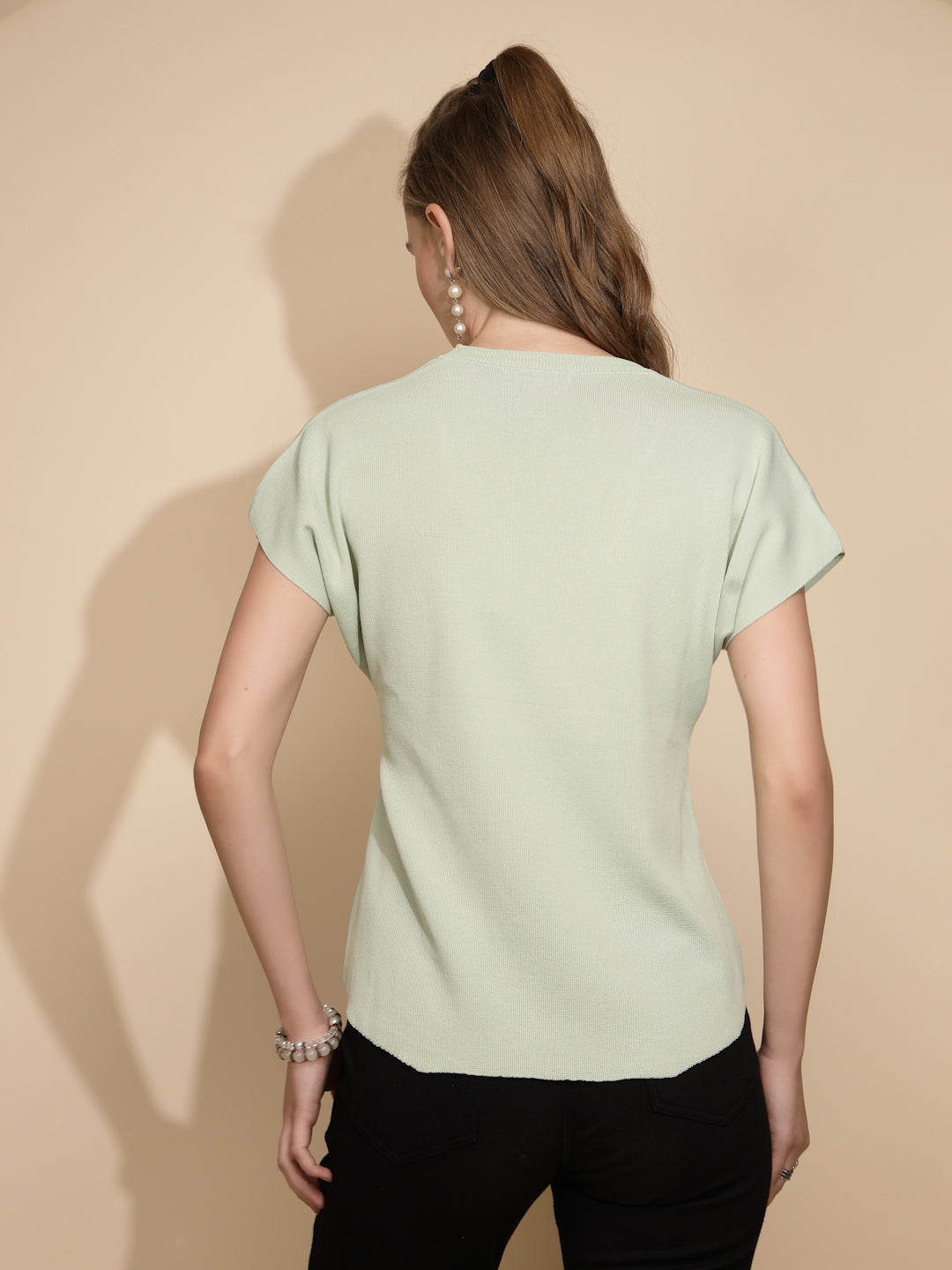 Sage Green Rayon Blend Boxy Top - Global Republic