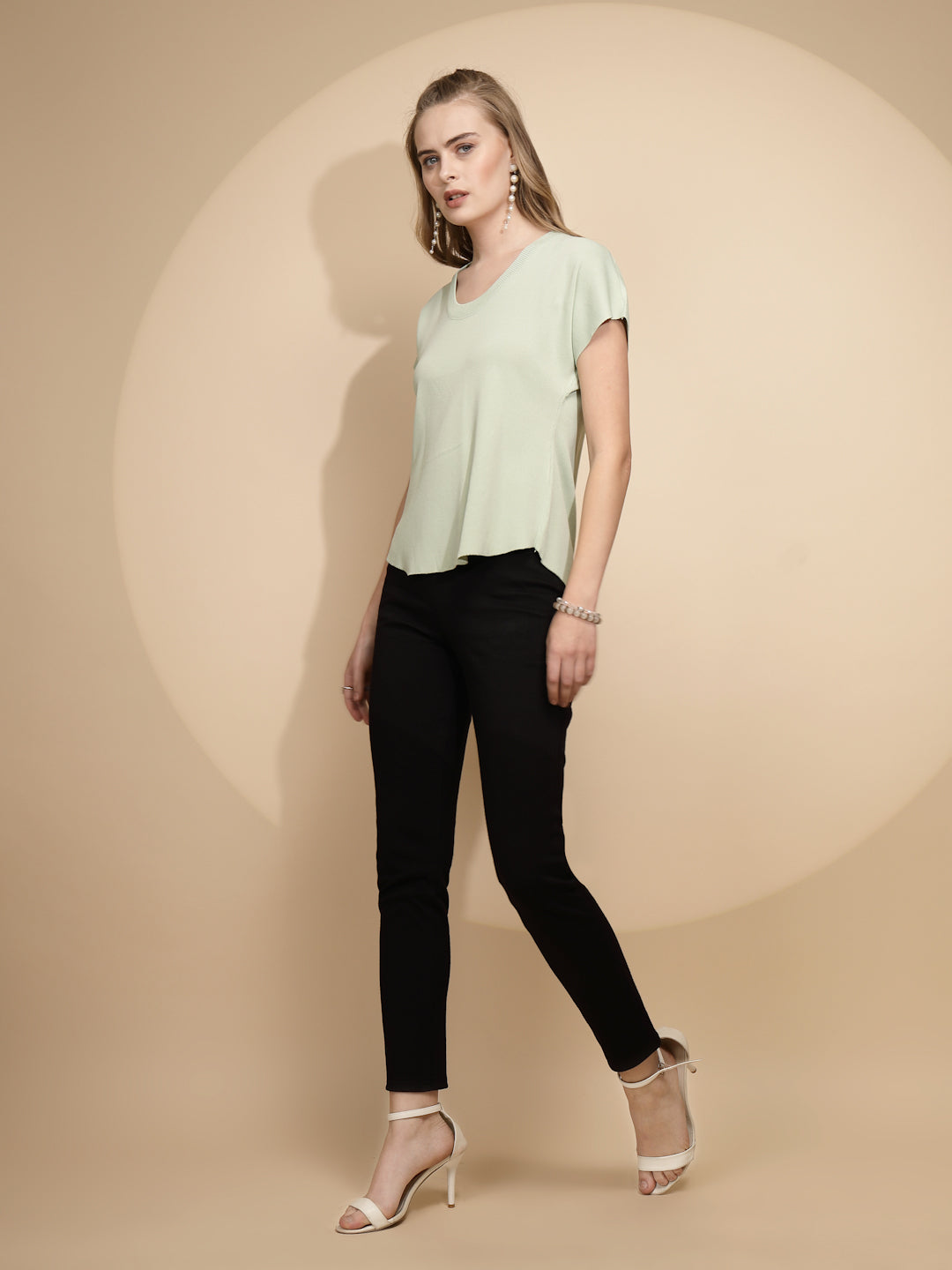 Sage Green Rayon Blend Boxy Top - Global Republic
