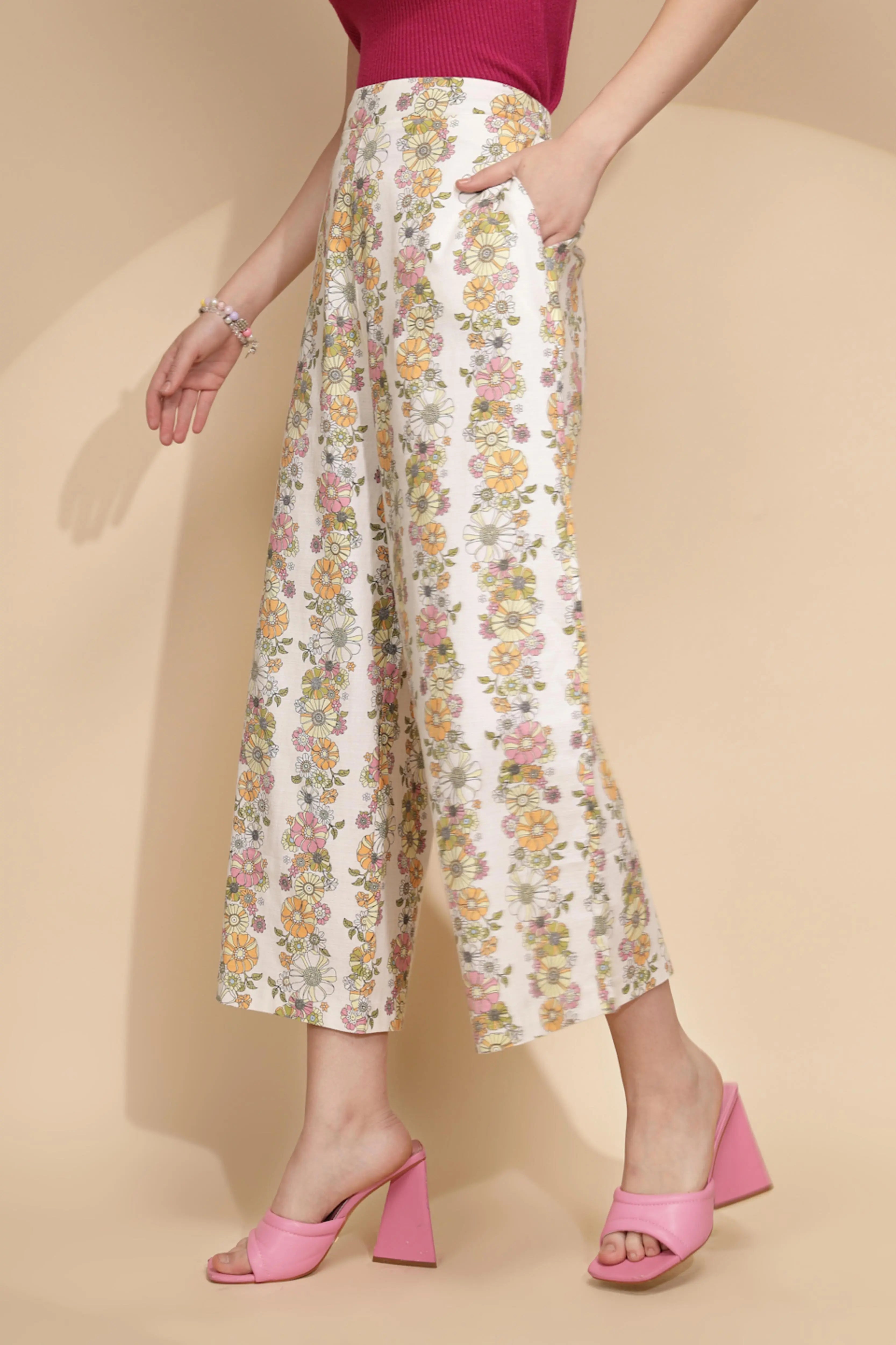 White Cotton Relaxed Fit Lower - Global Republic