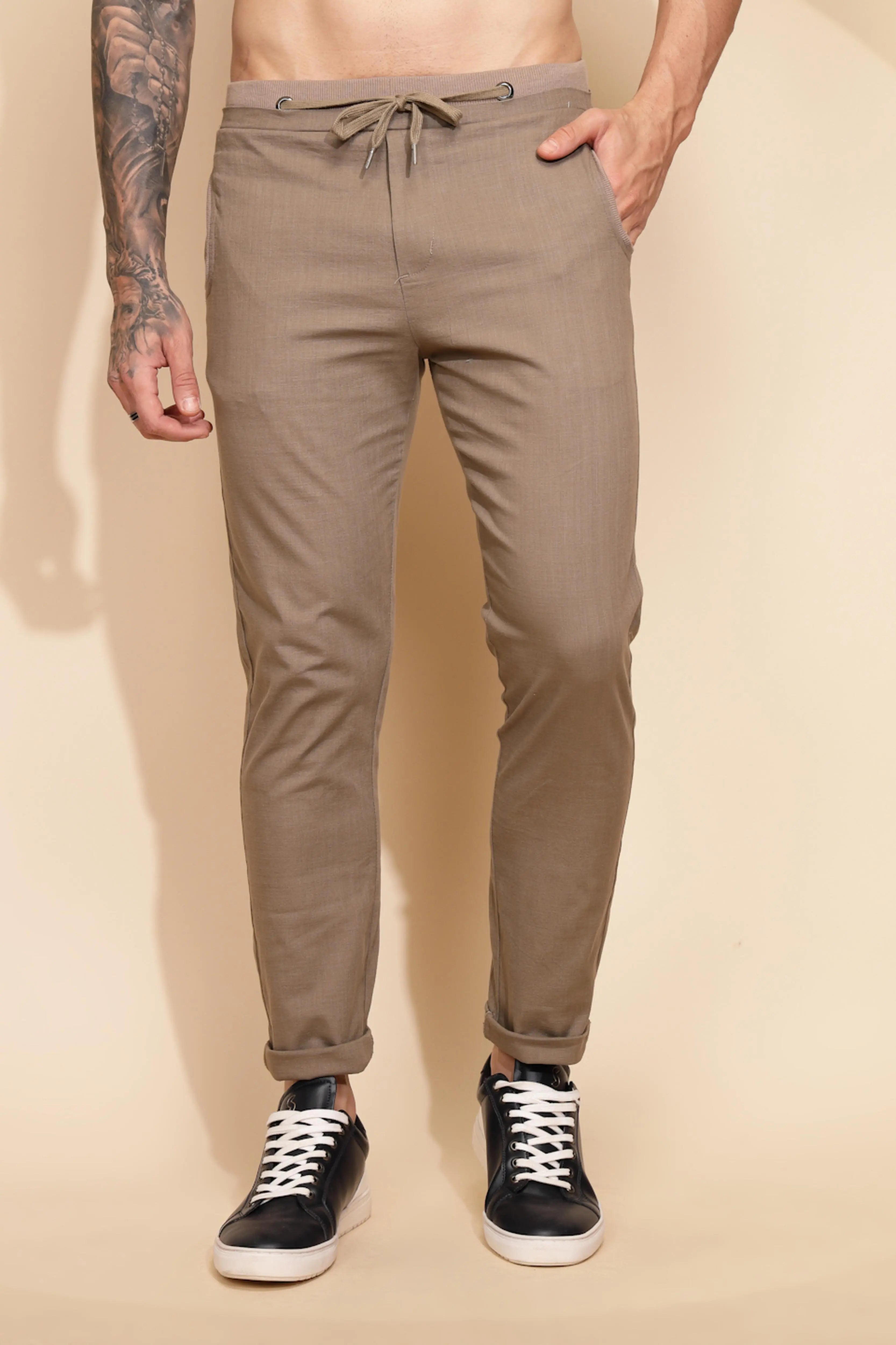 Brown Cotton Linen Relaxed Fit Lower - Global Republic