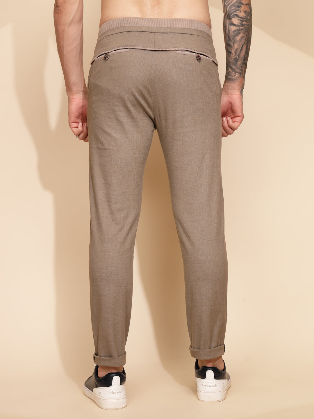 Brown Cotton Linen Relaxed Fit Lower - Global Republic