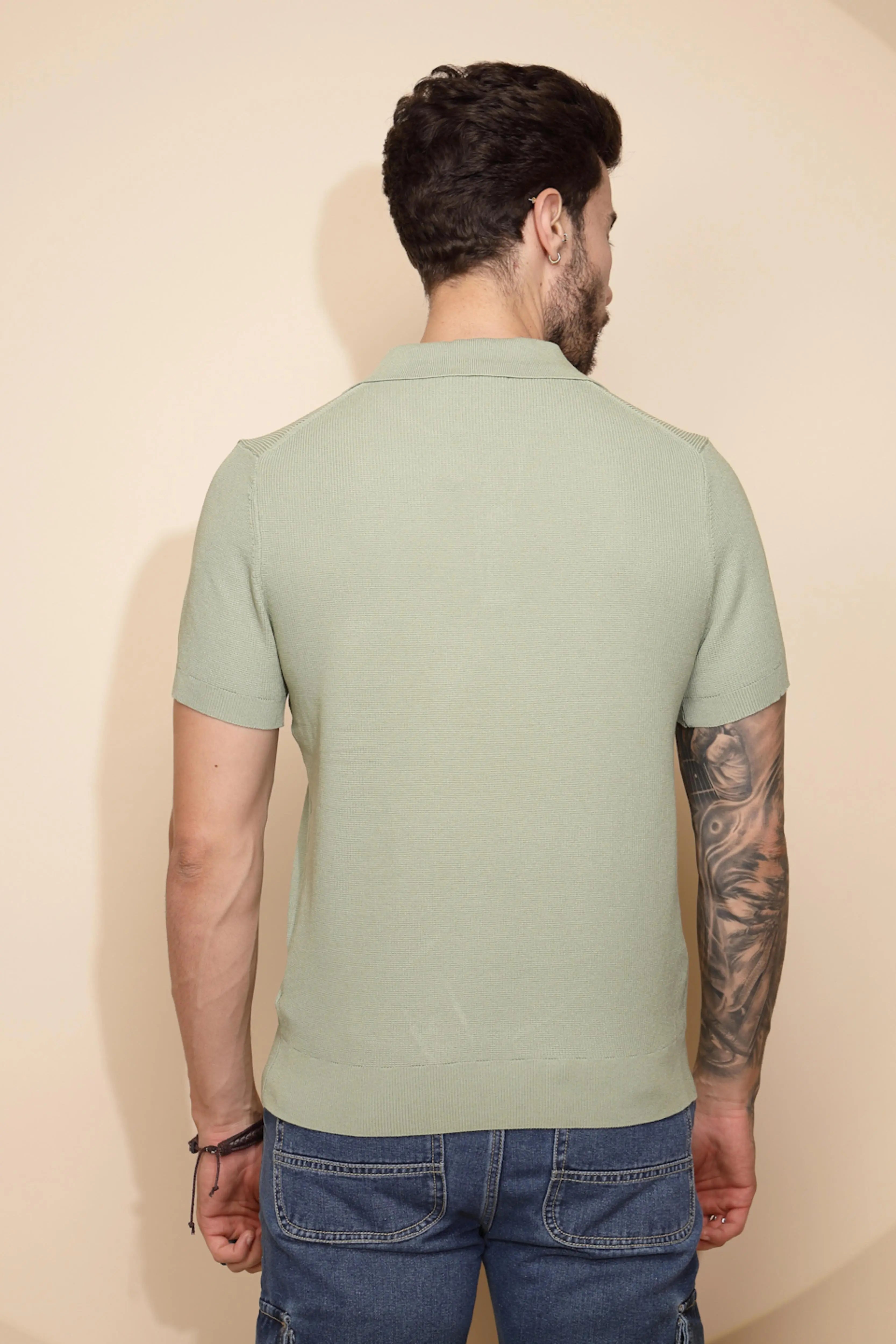 Green Viscose Blend Regular Fit T-Shirt For Men - Global Republic