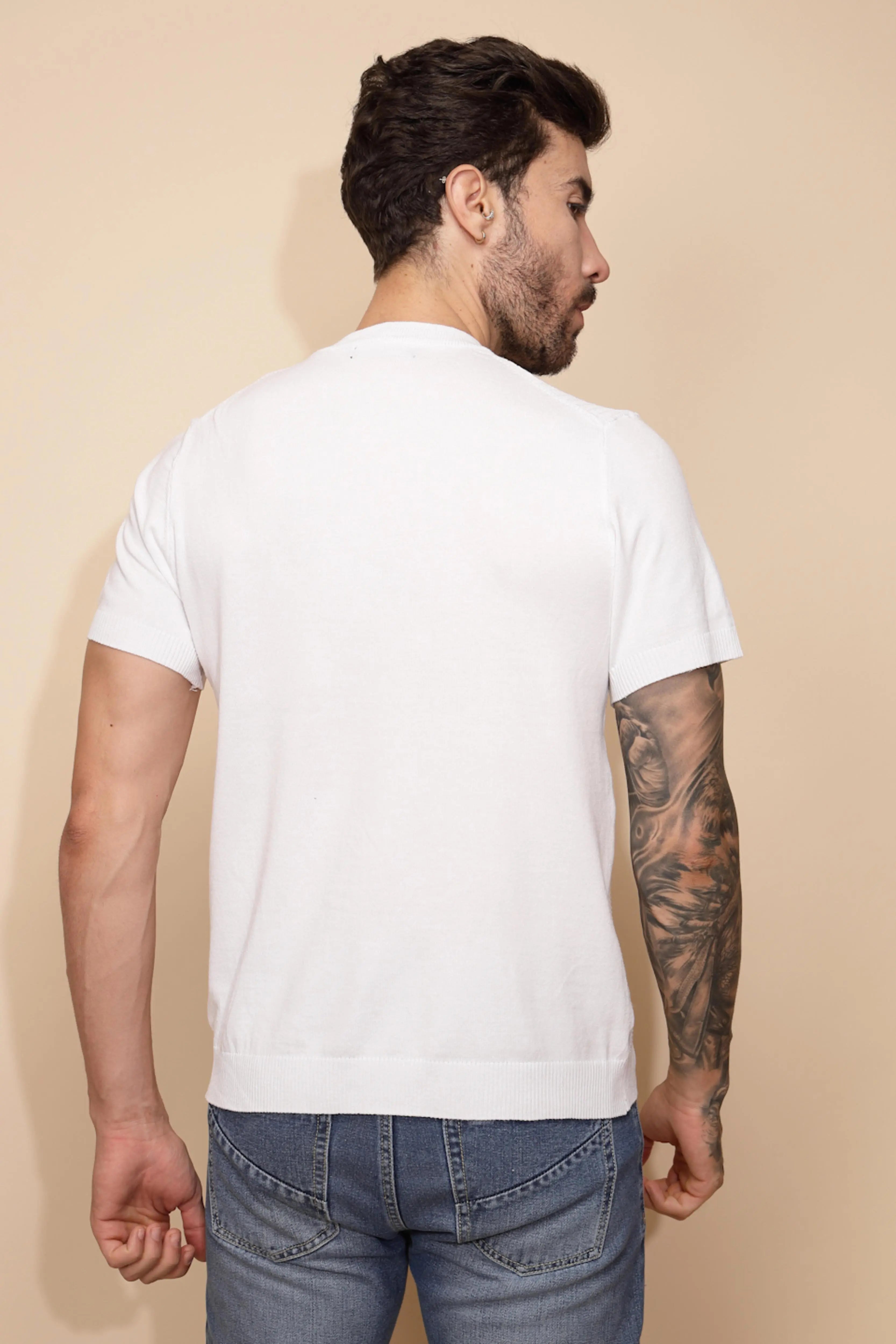 White Viscose Regular Fit T-Shirt - Global Republic
