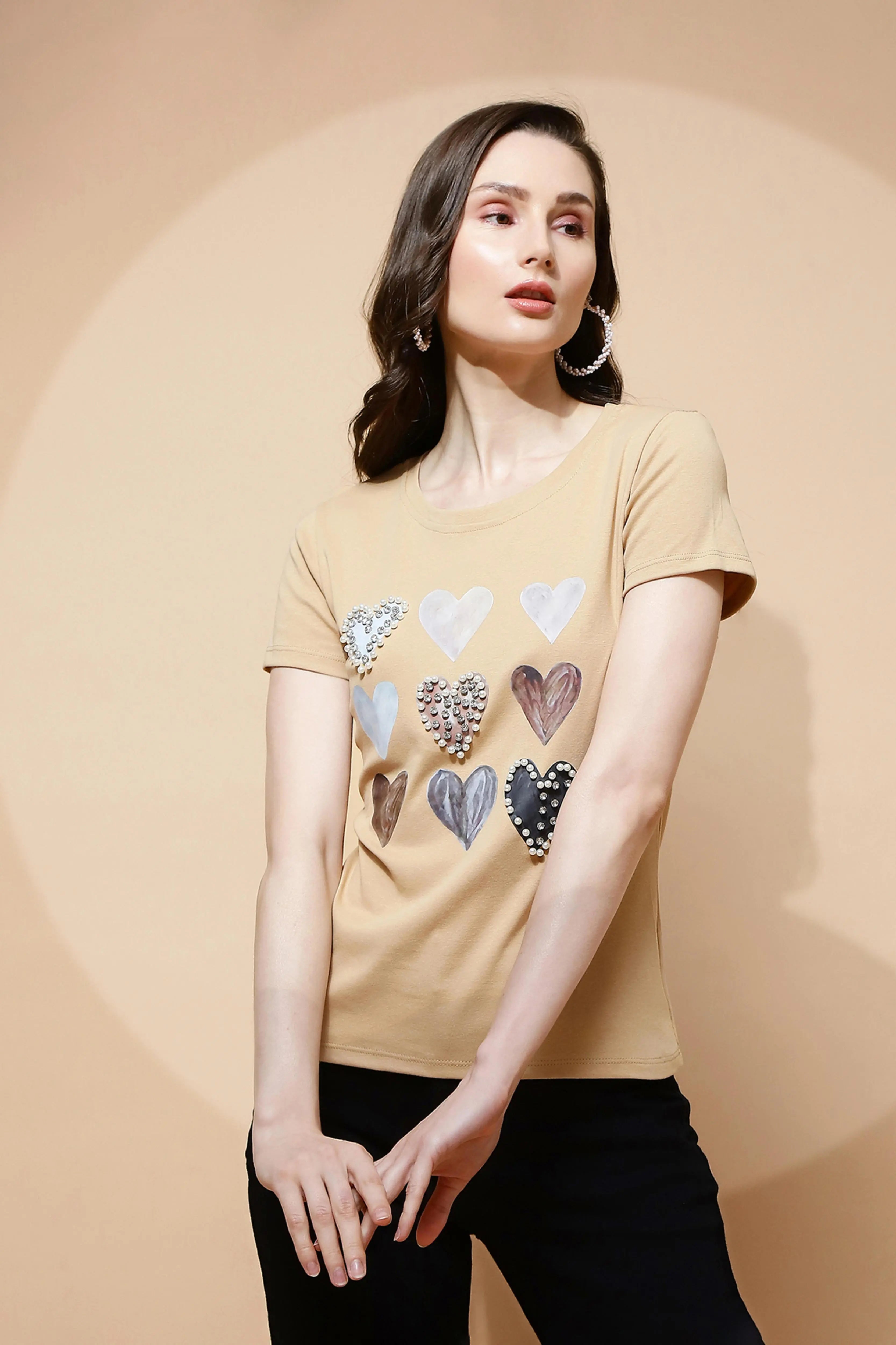 Beige Embellished Top - Global Republic