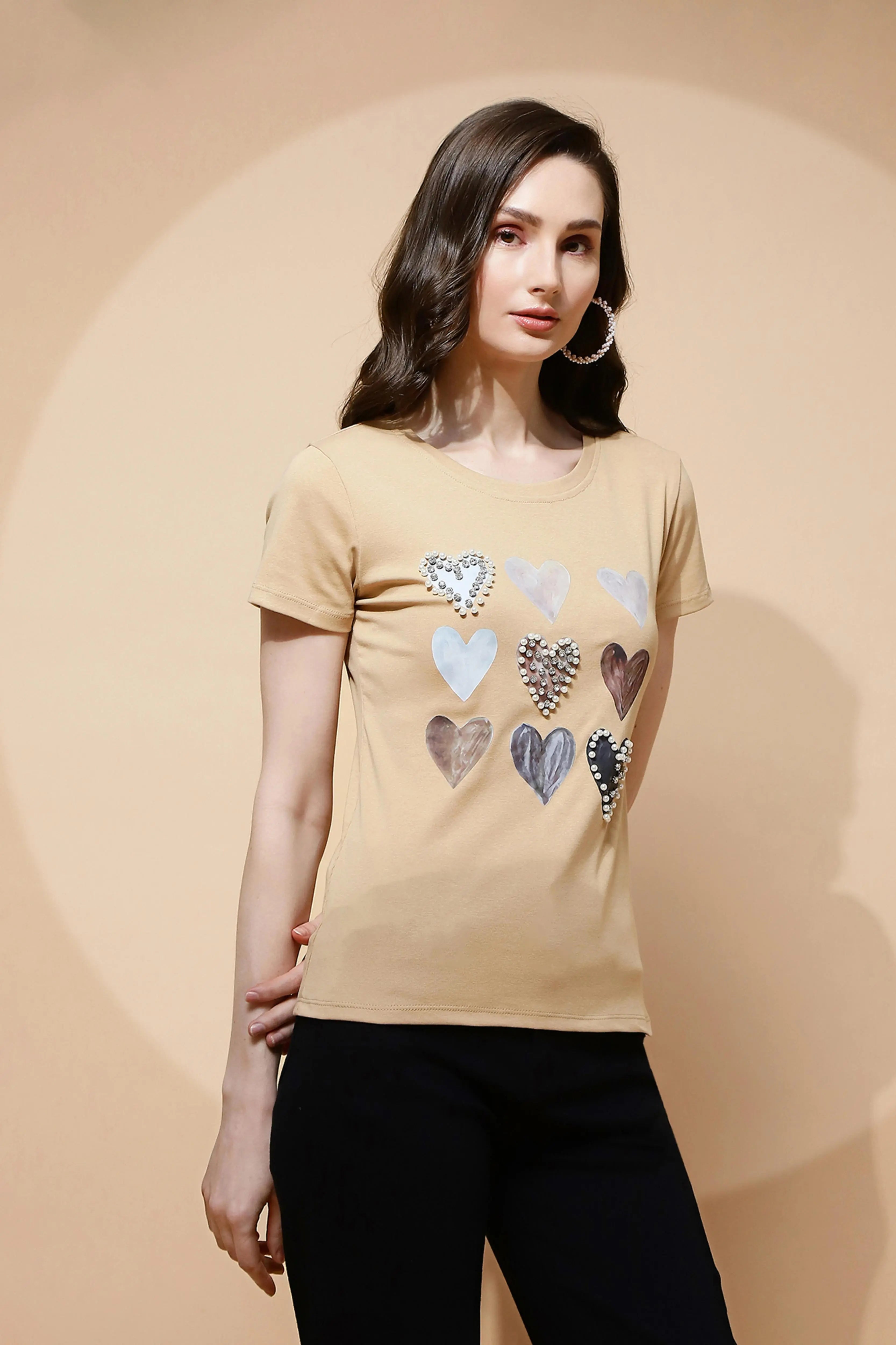 Beige Embellished Top - Global Republic