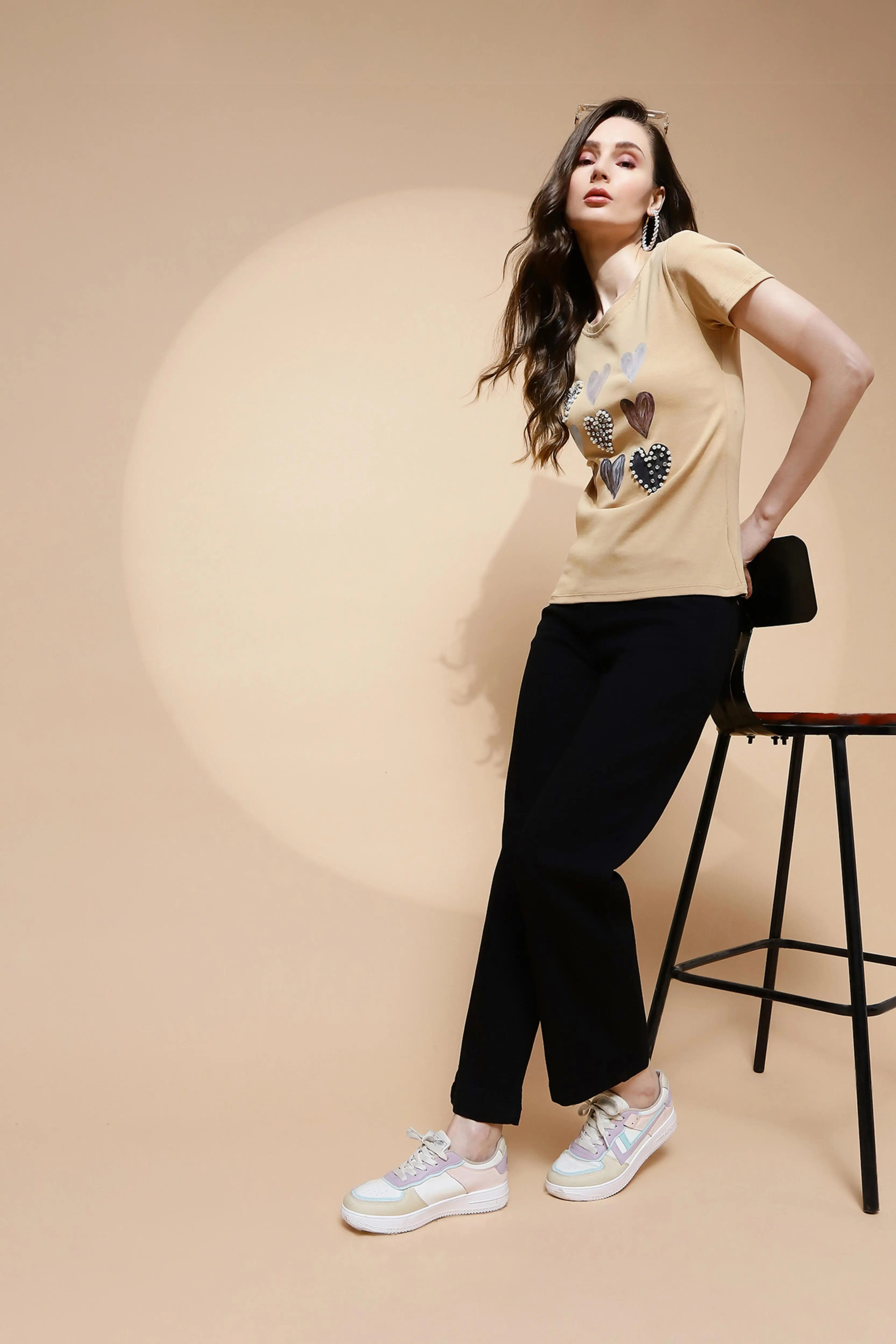 Beige Embellished Top - Global Republic