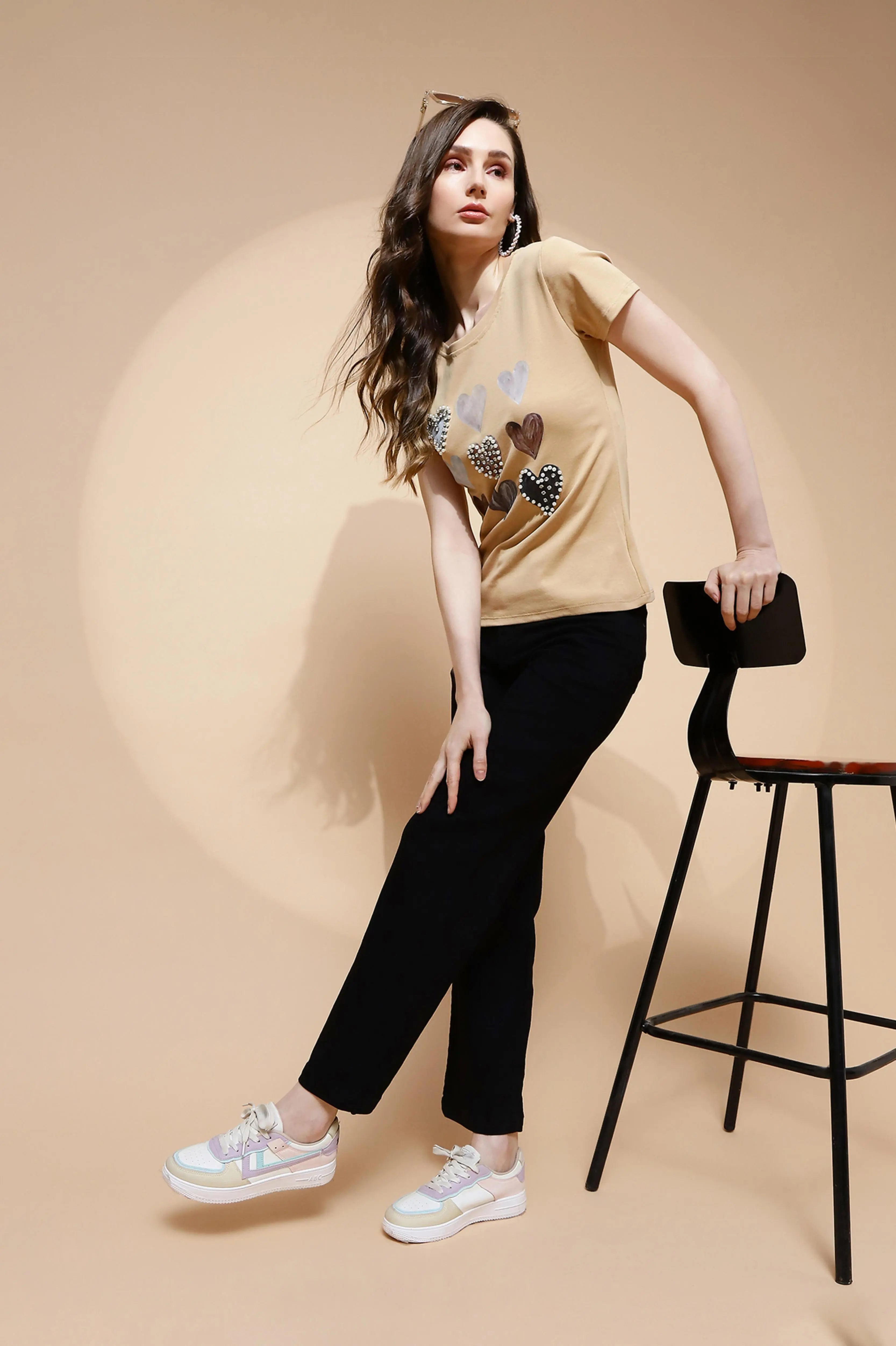 Beige Embellished Top