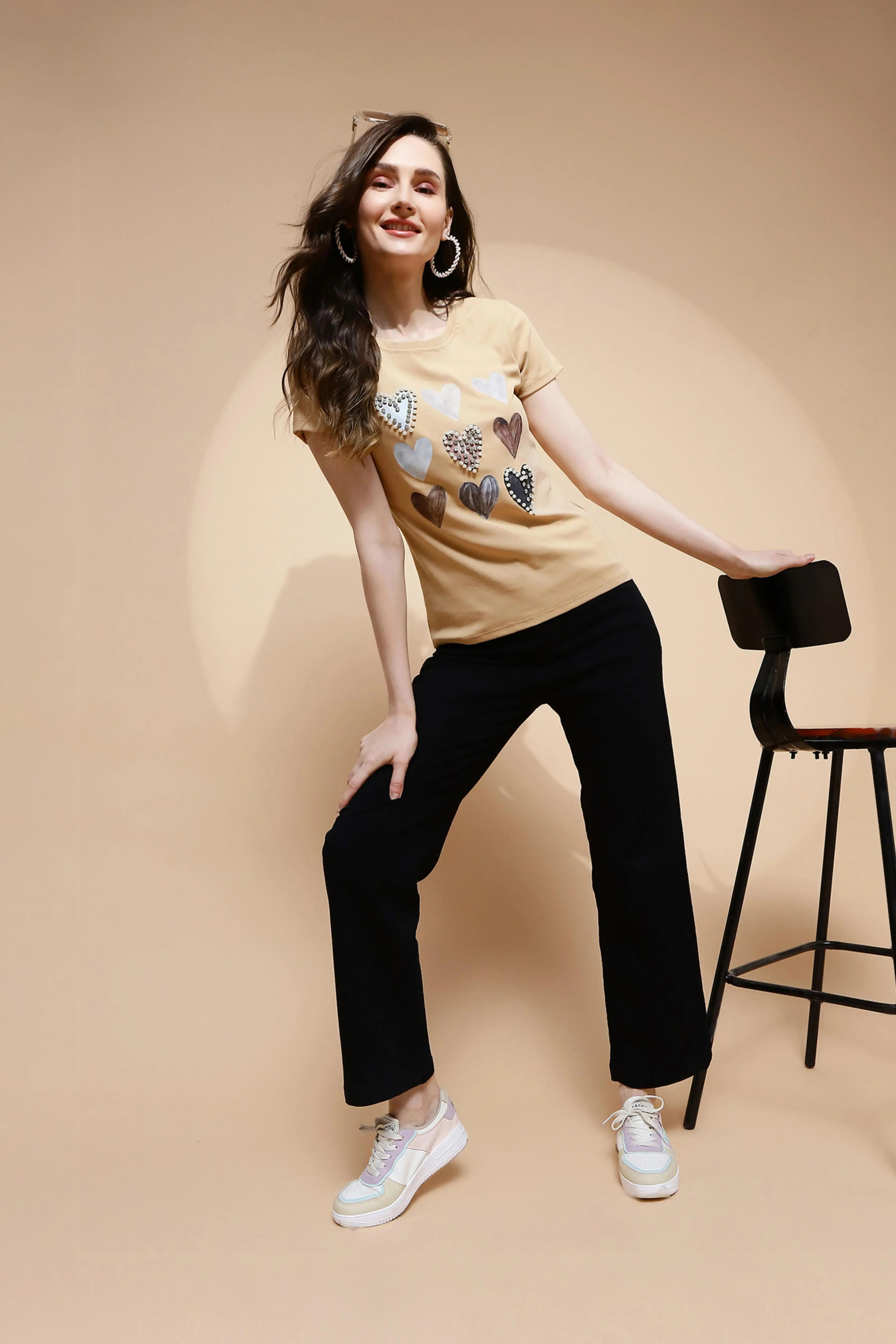 Beige Embellished Top