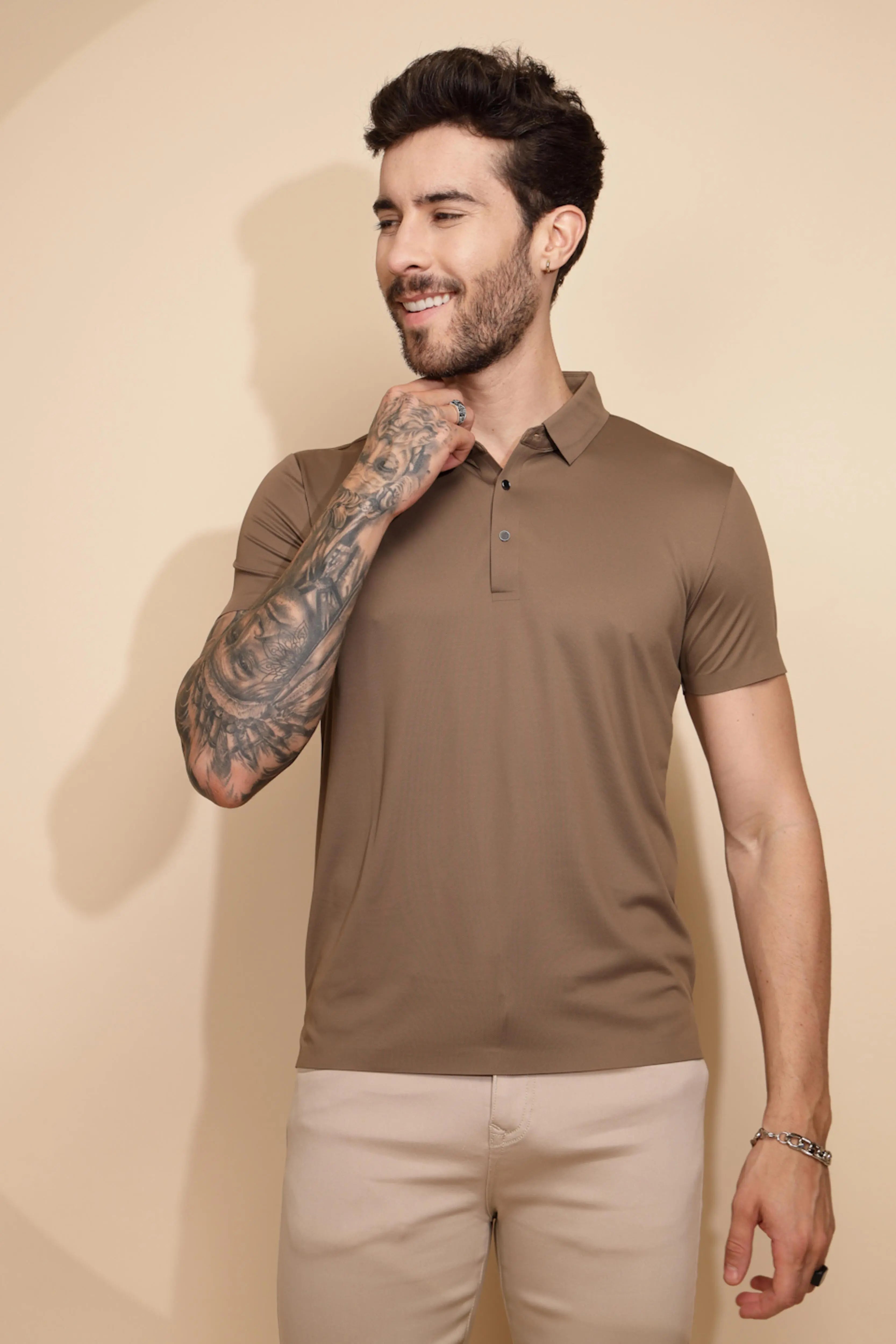 Brown Regular Fit T-Shirt For Men - Global Republic
