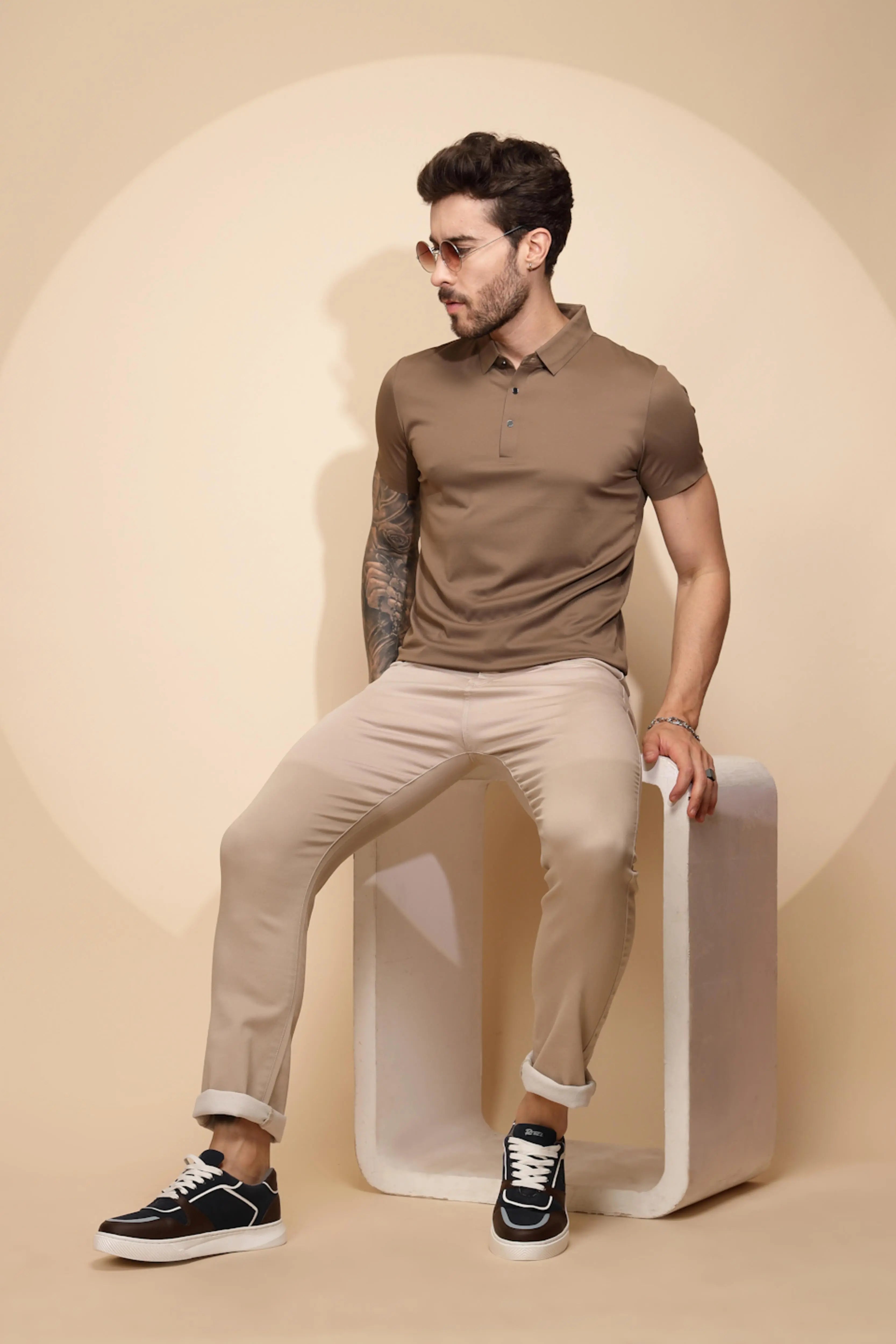 Brown Regular Fit T-Shirt For Men - Global Republic