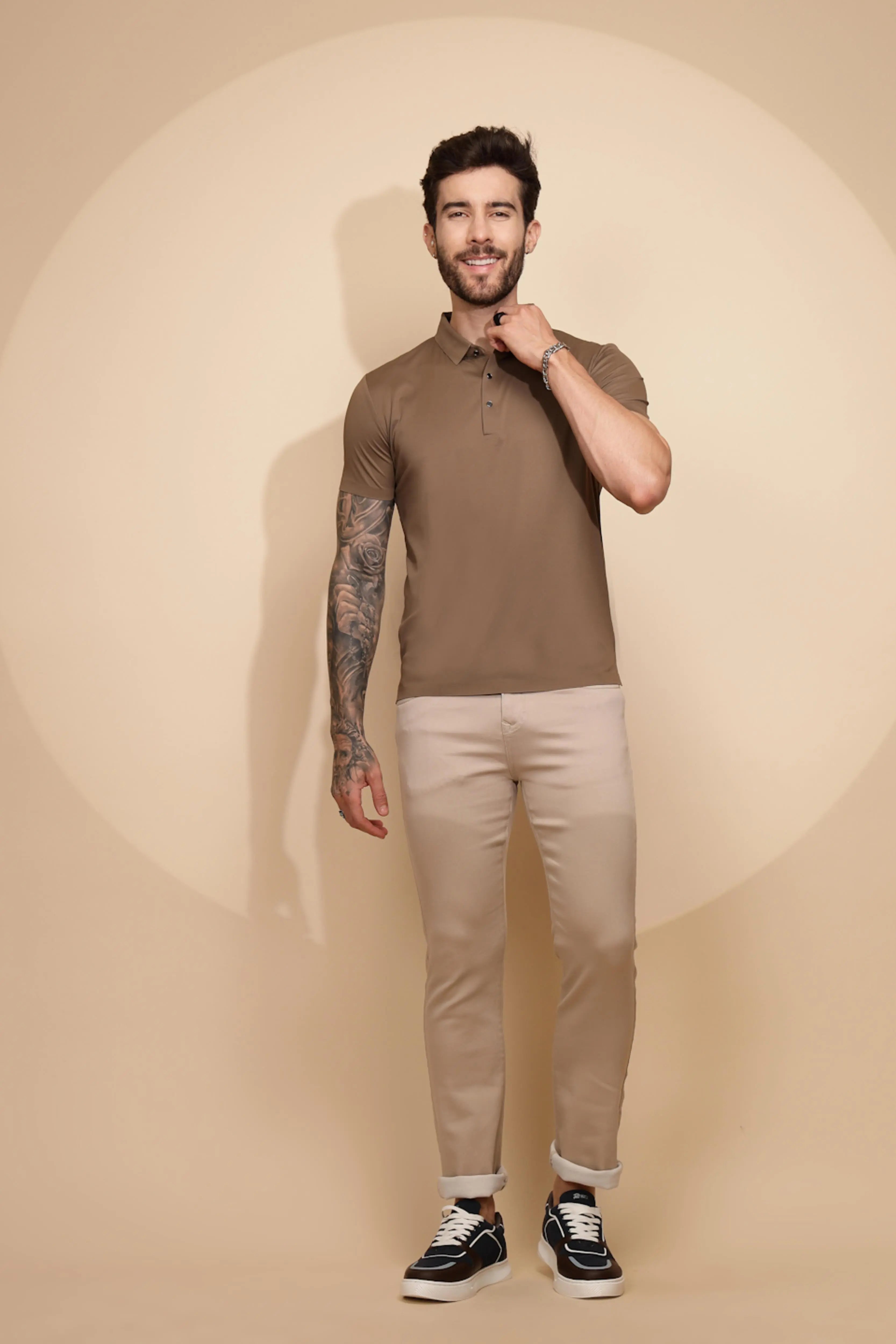 Brown Regular Fit T-Shirt For Men - Global Republic