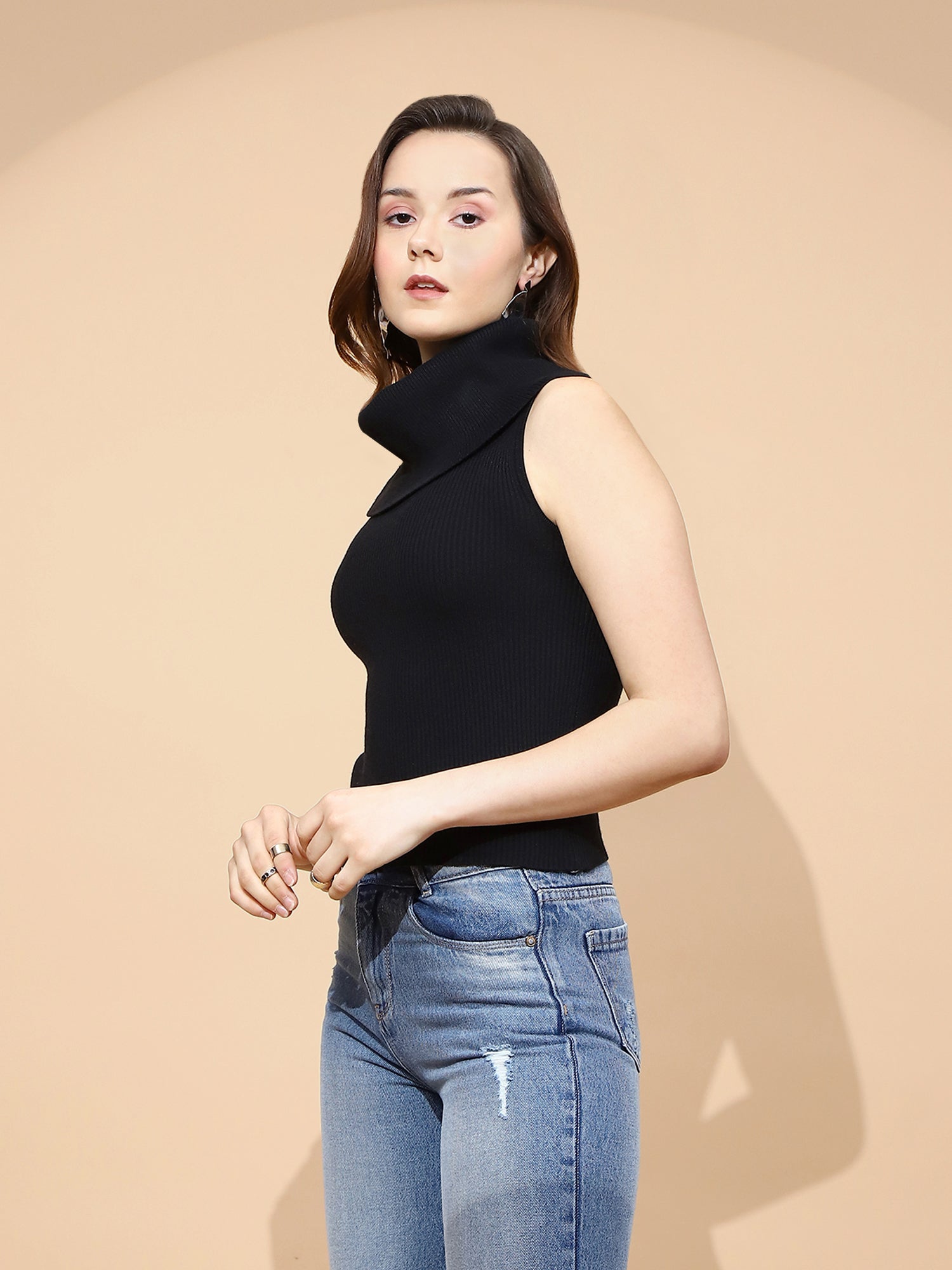 Black  Skivvy Top - Global Republic