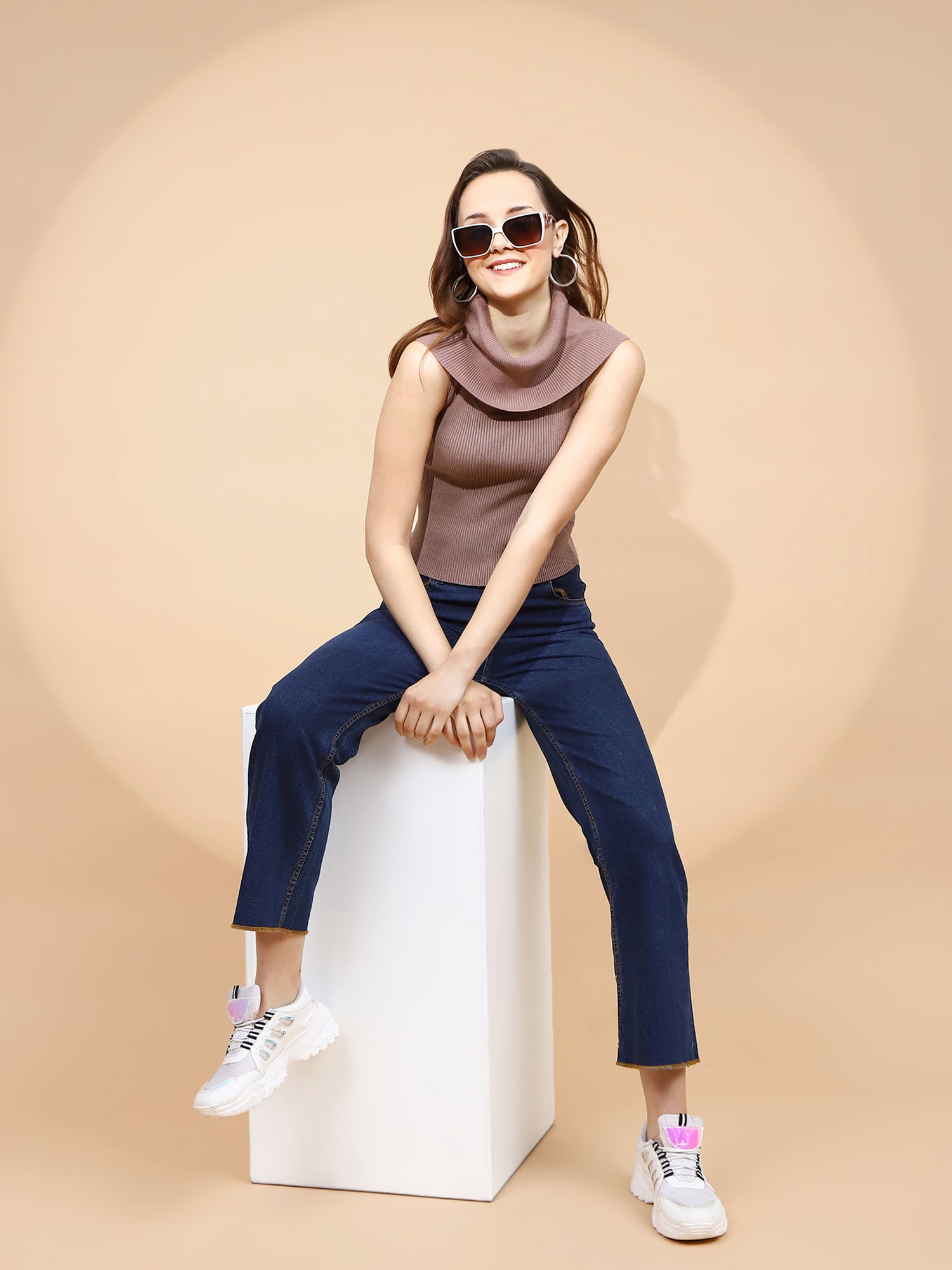 Mocha Ribbed Knit Top - Global Republic