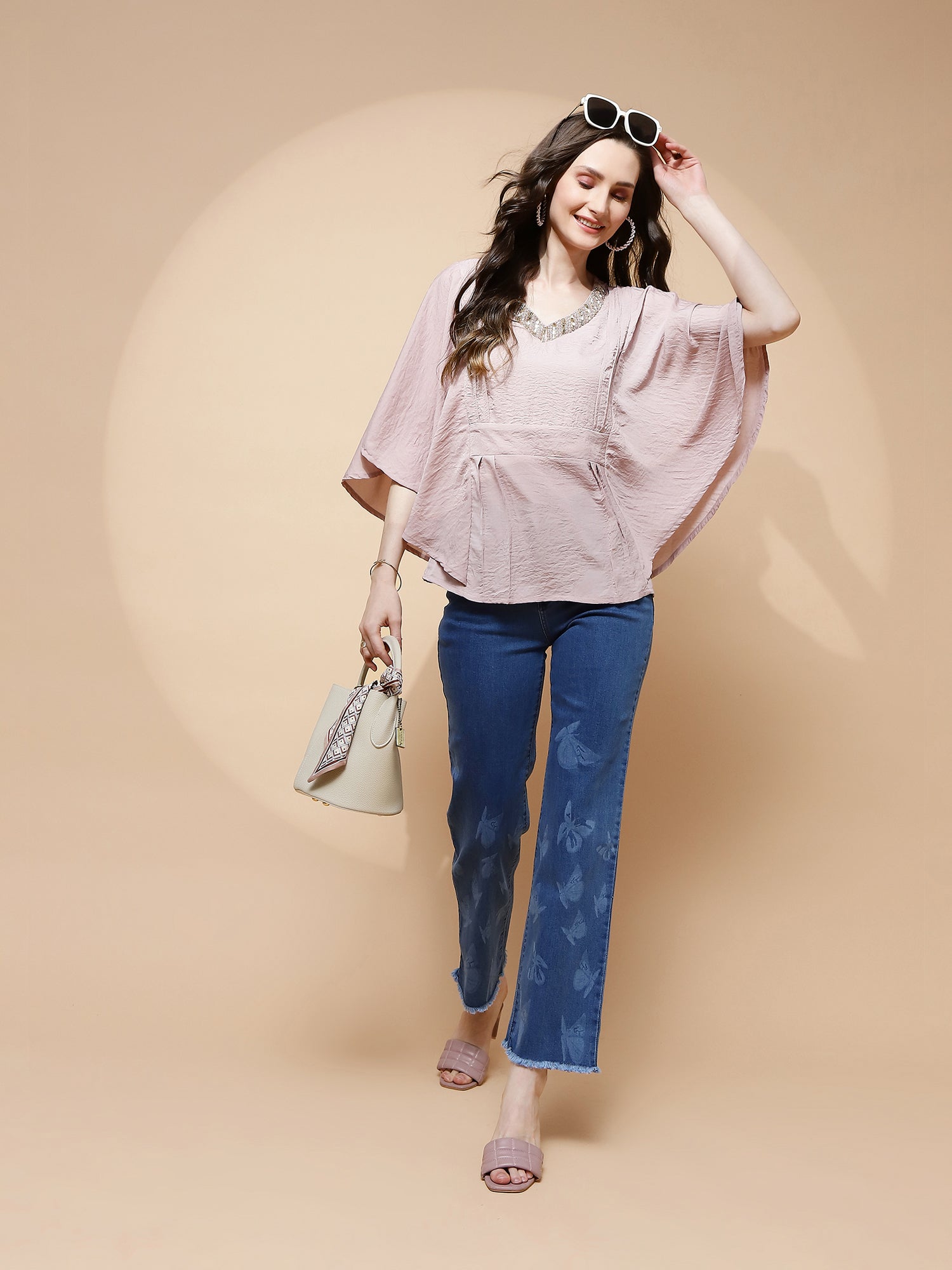 Nude Pink Regular Fit Blouse For Women - Global Republic
