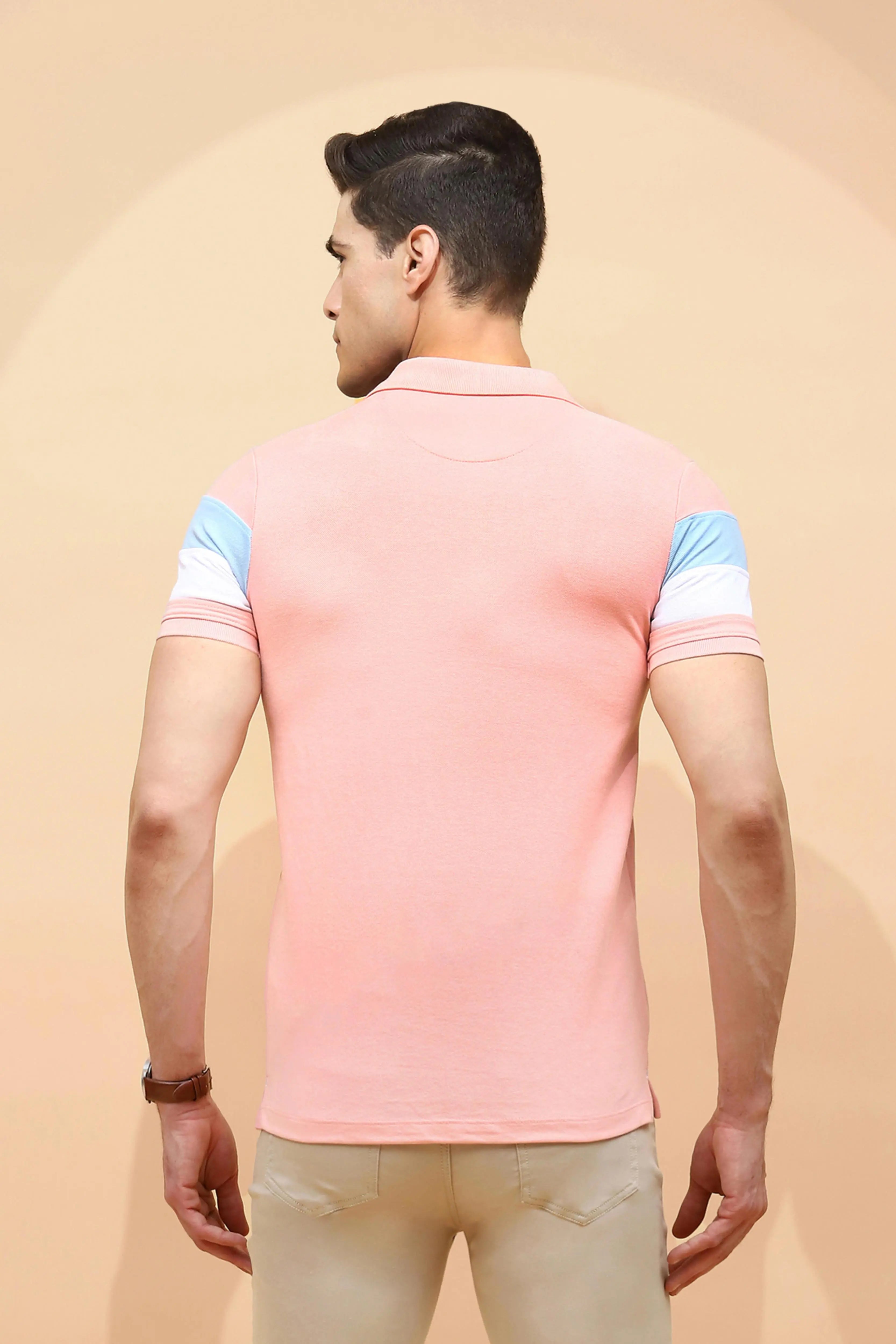 Pink cotton Regular Fit T-Shirt For Men - Global Republic