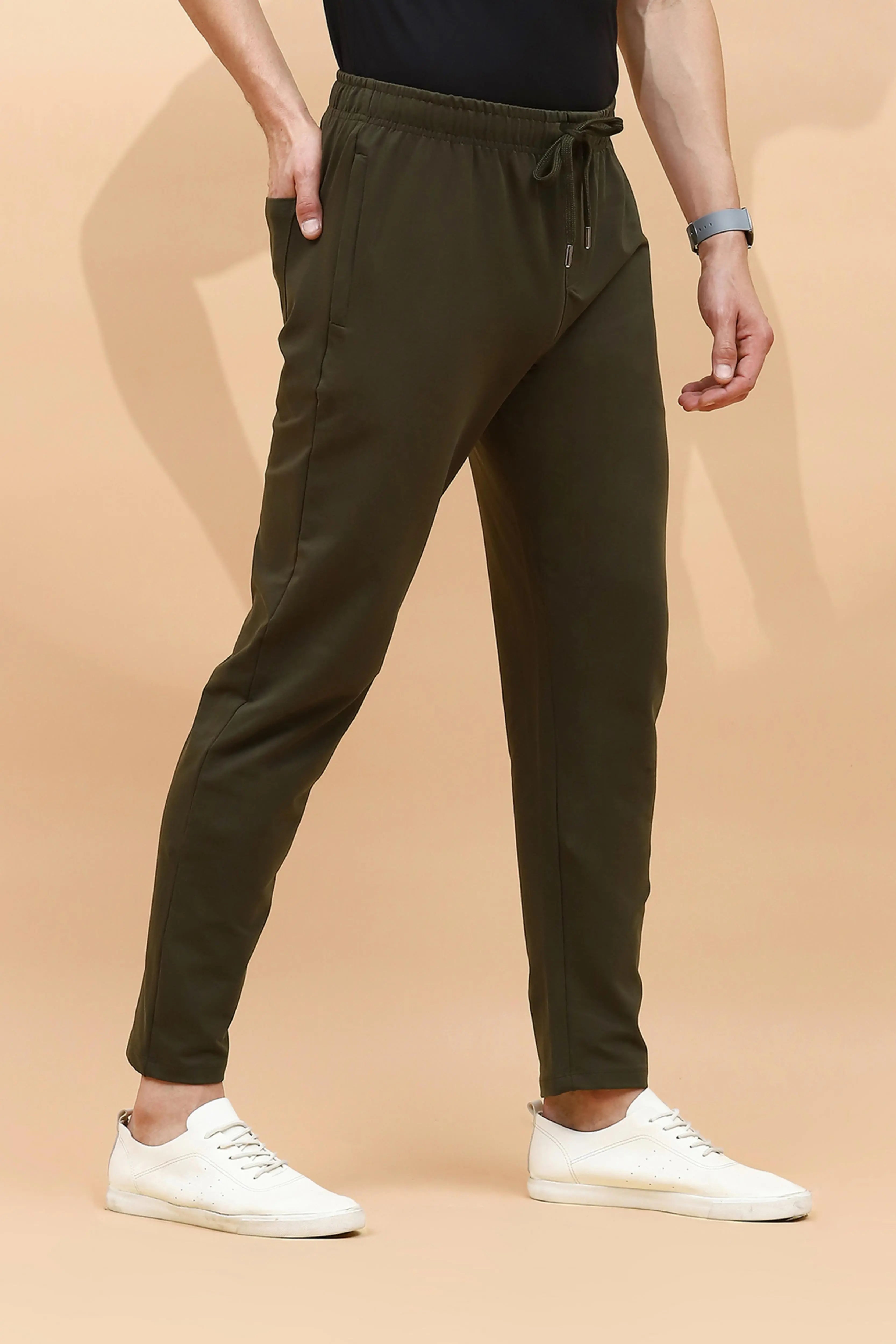 Olive Cotton Regular Fit Lower For Men - Global Republic