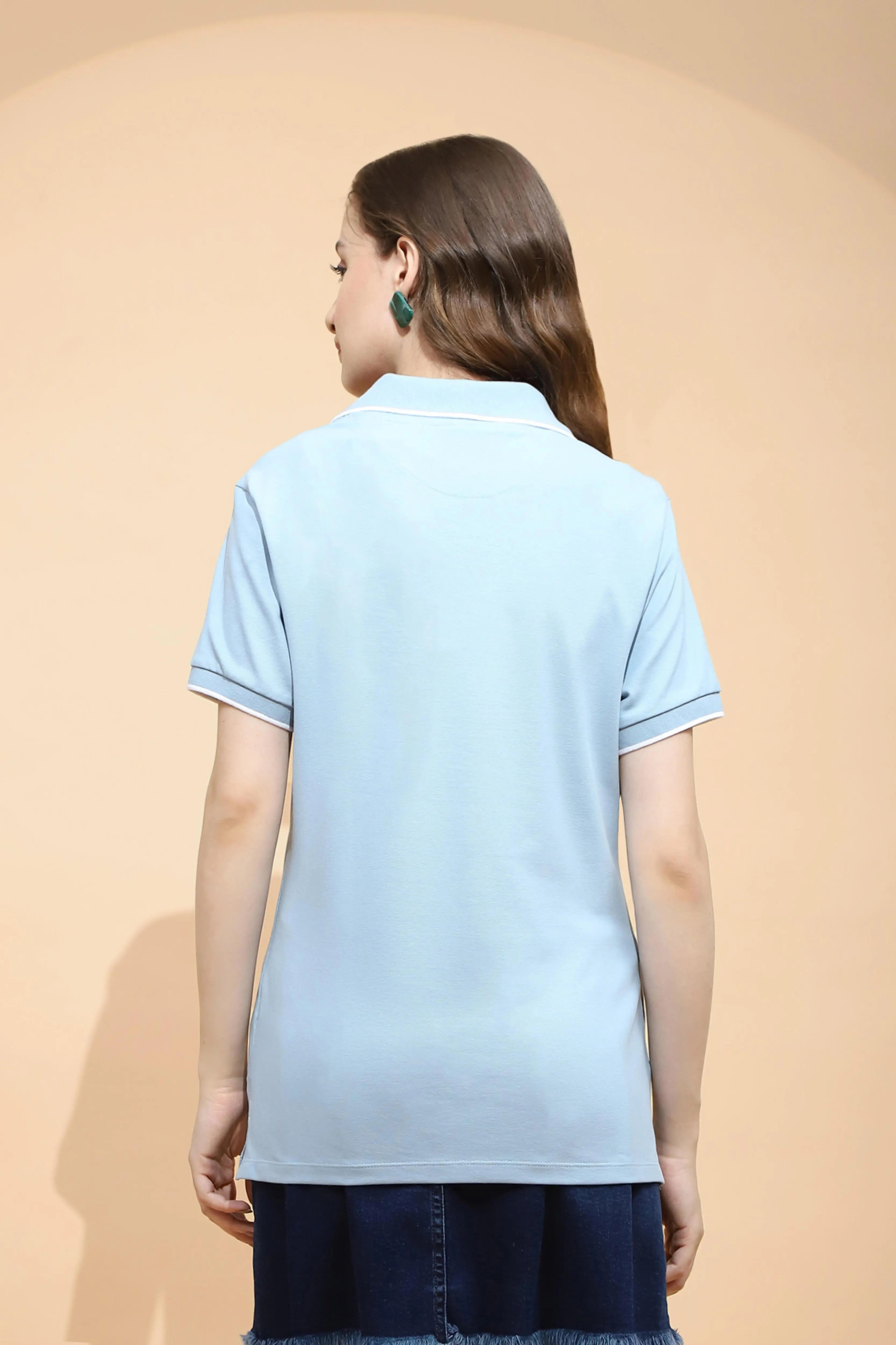 Sky Blue Cotton Blend T-Shirt - Global Republic