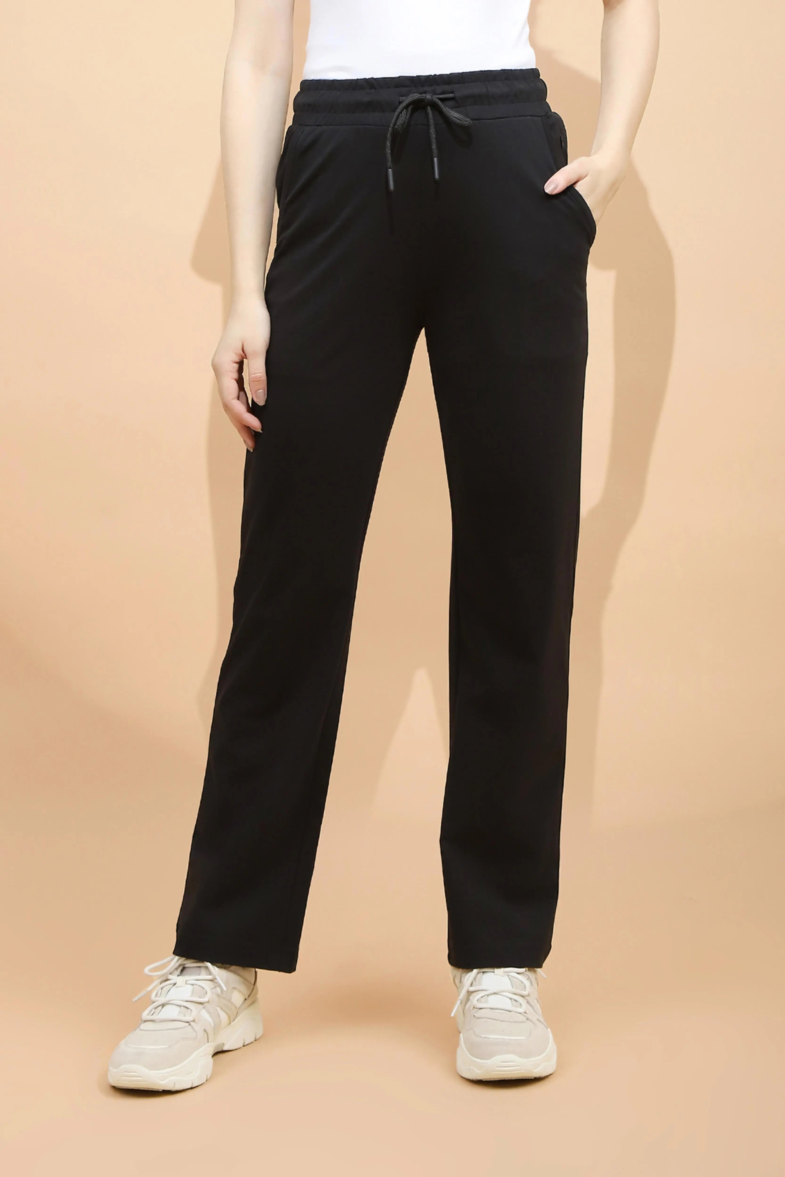 Black Cotton Blend Regular Fit Lower - Global Republic