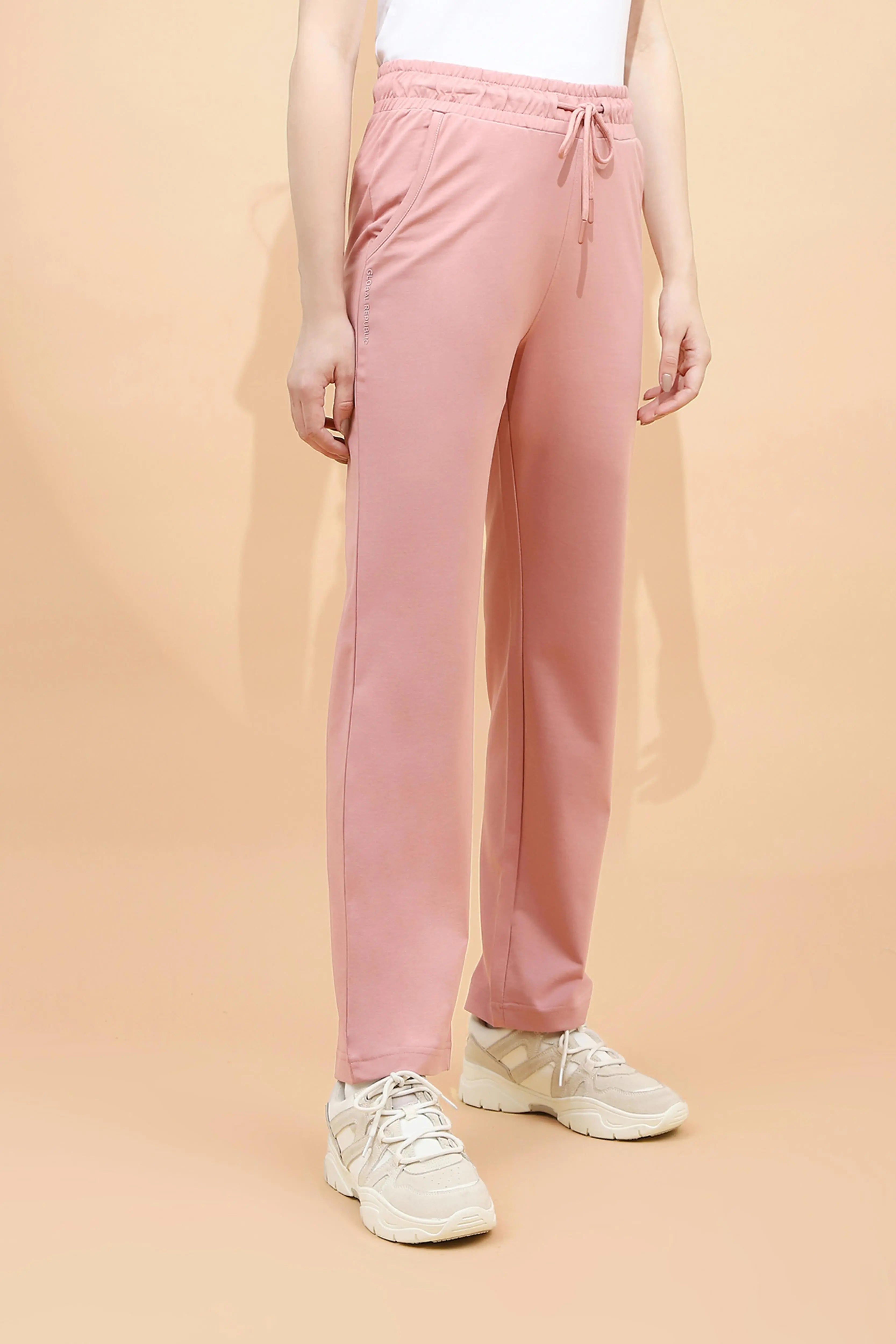 Pink Cotton Blend Regular Fit Lower - Global Republic