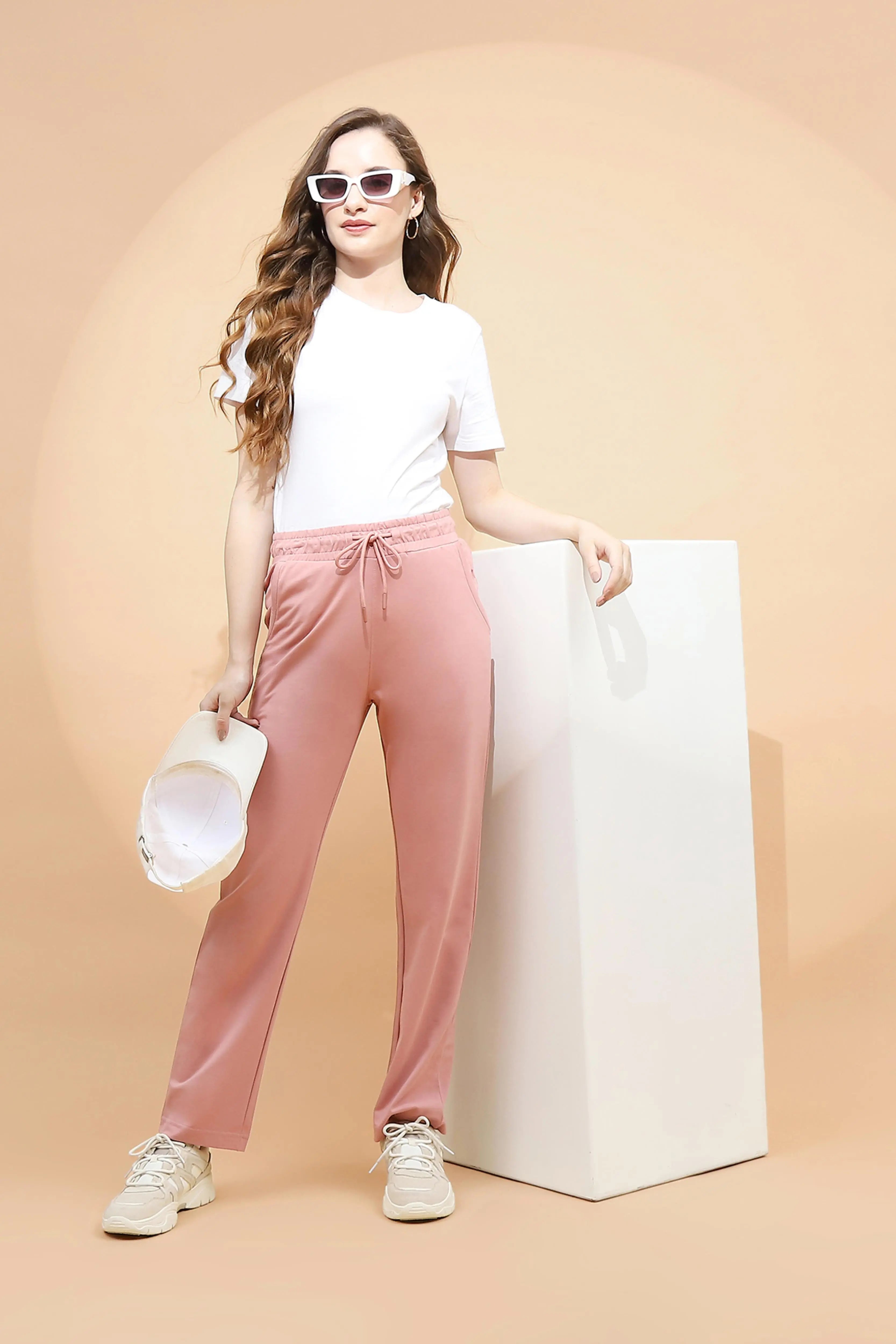 Pink Cotton Blend Regular Fit Lower - Global Republic