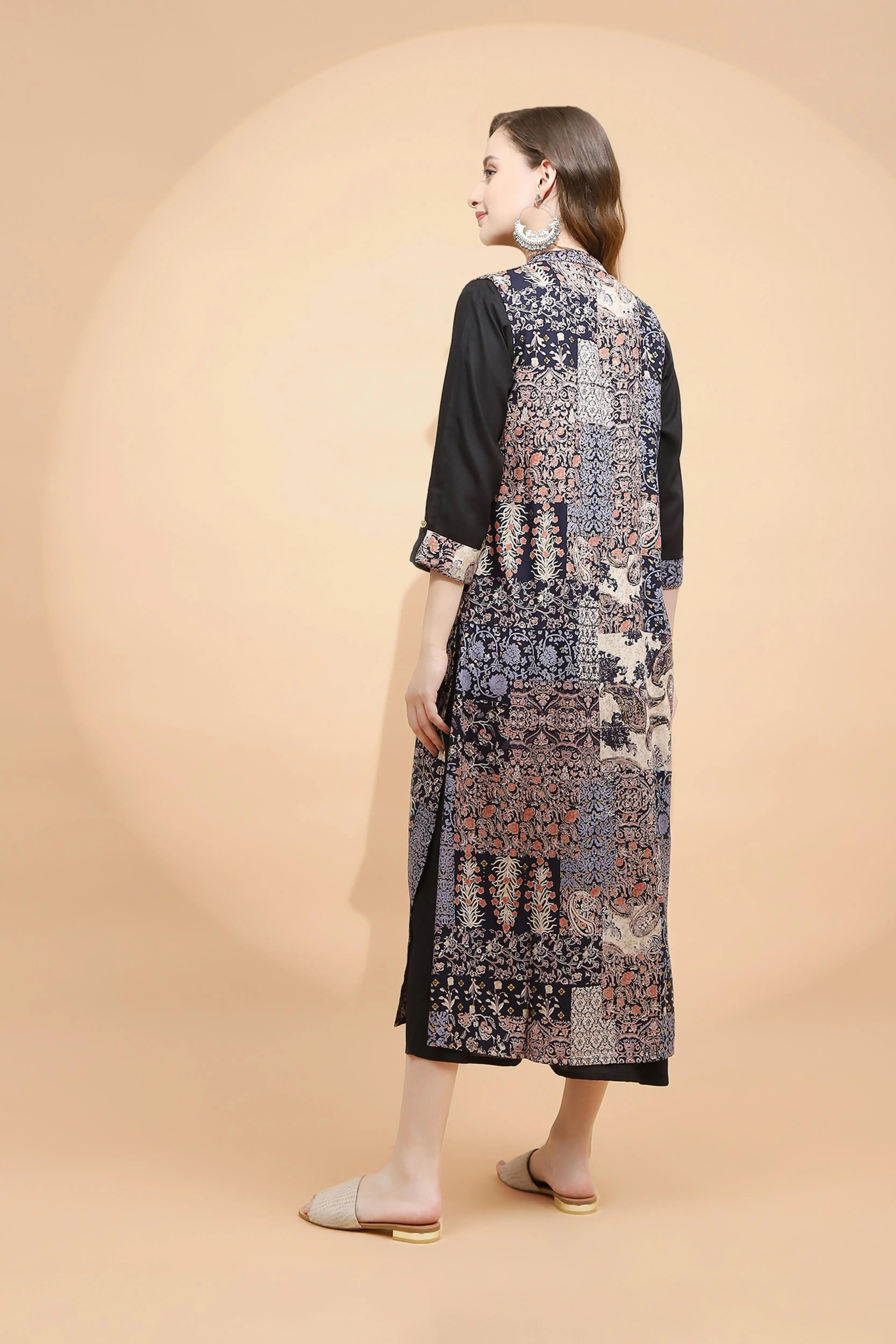 Black Rayon Loose Fit Dress - Global Republic