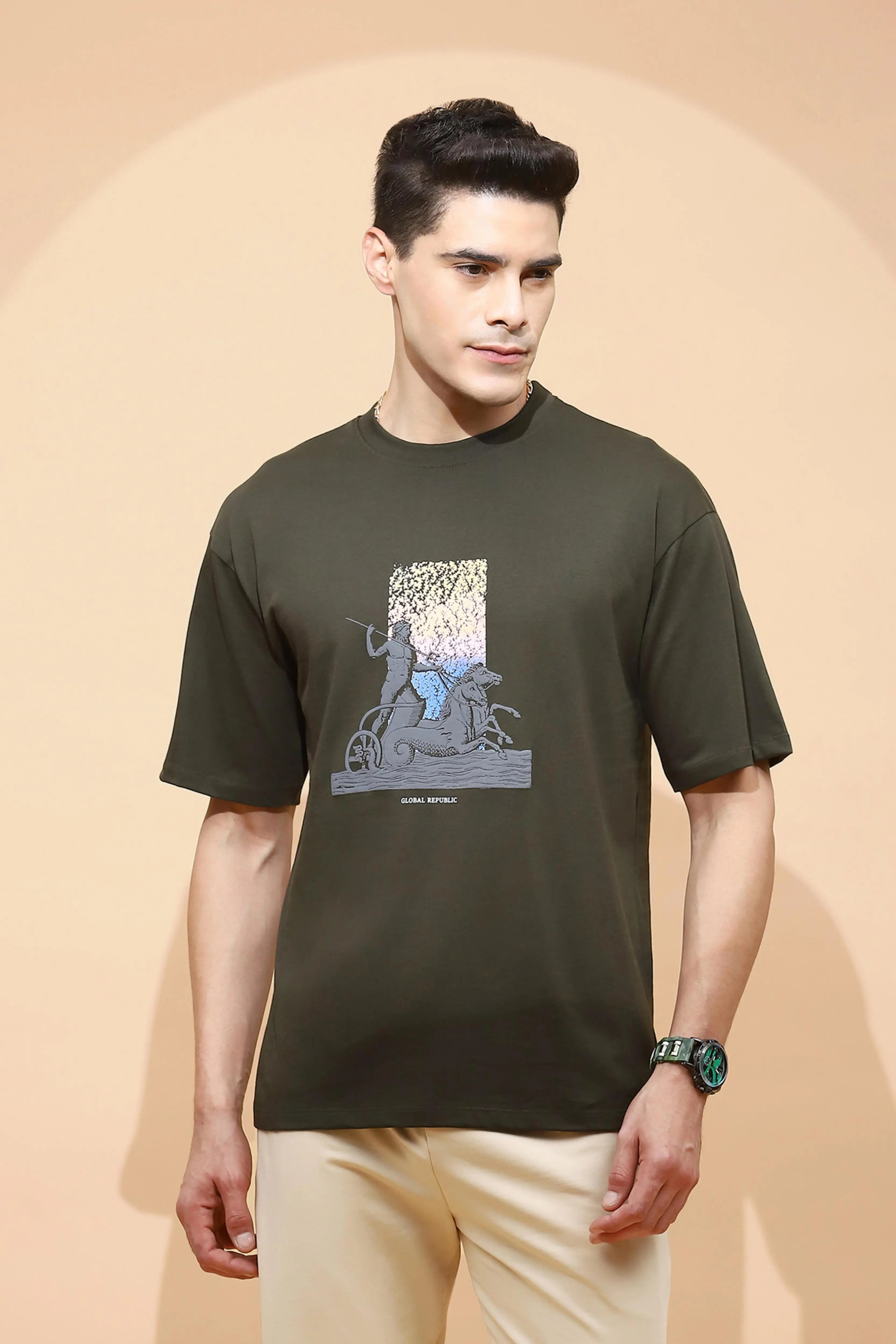 Olive Viscose Blend T-Shirt - Global Republic