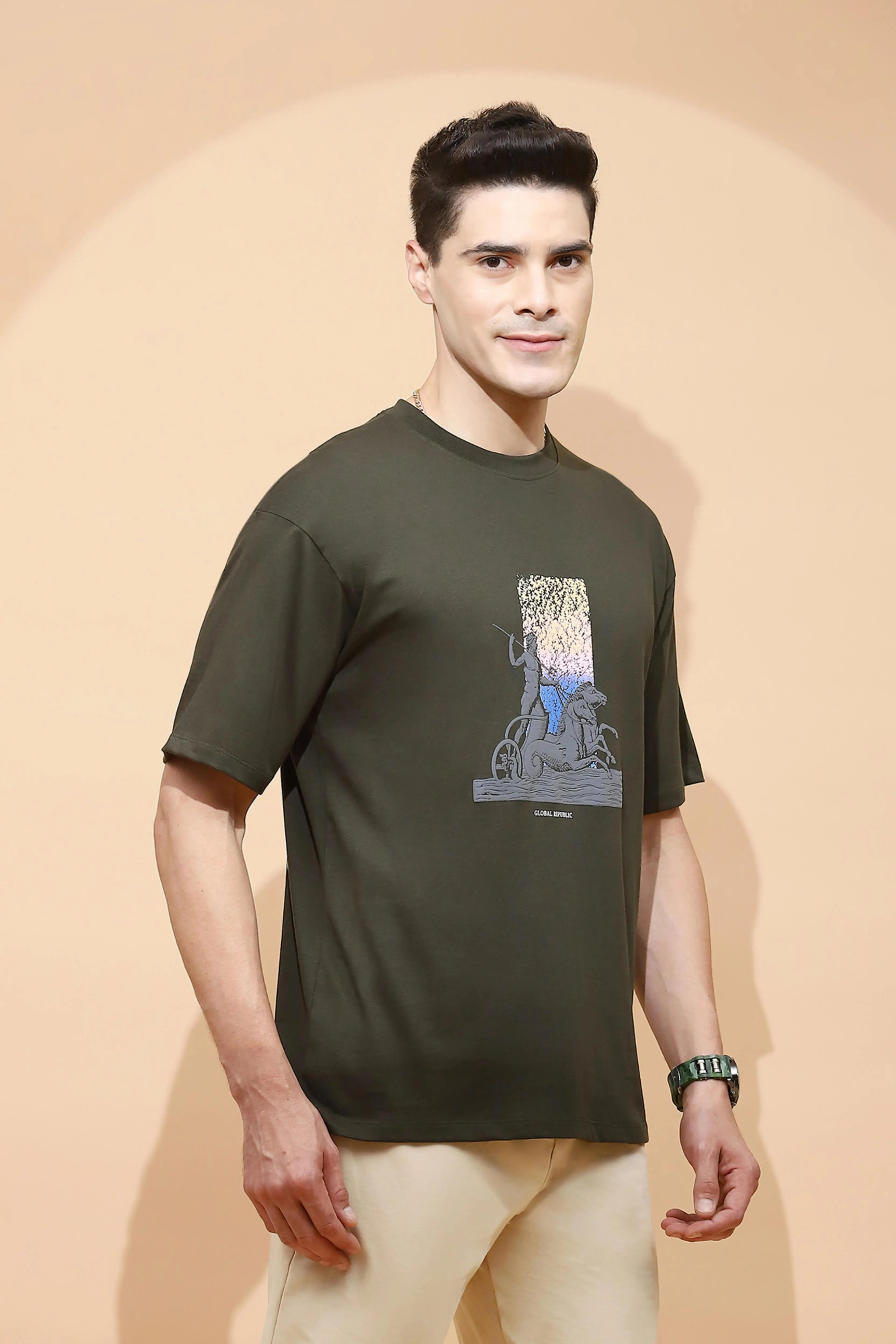Olive Viscose Blend T-Shirt - Global Republic