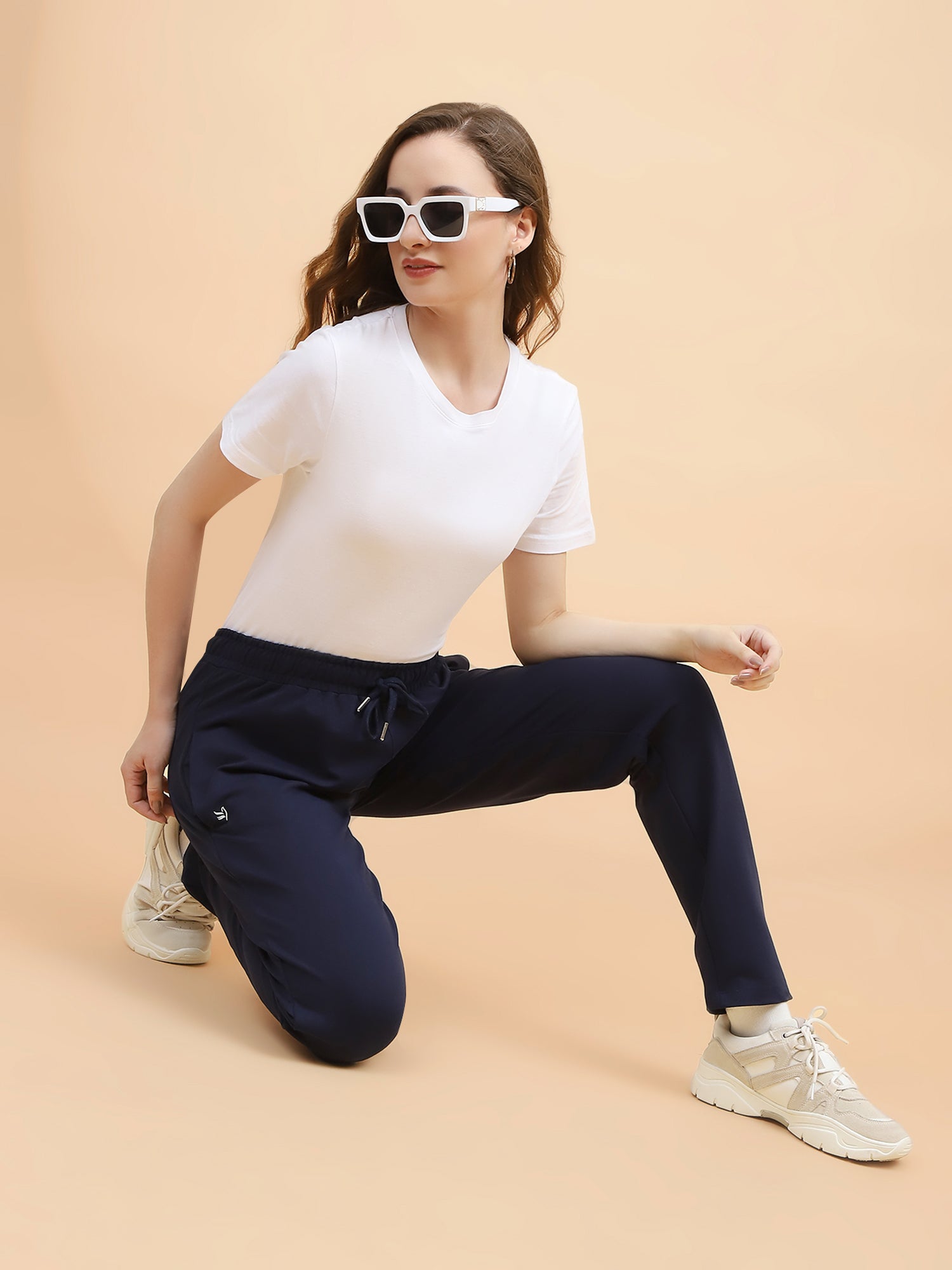 Blue Cotton Blend Regular Fit Lower - Global Republic