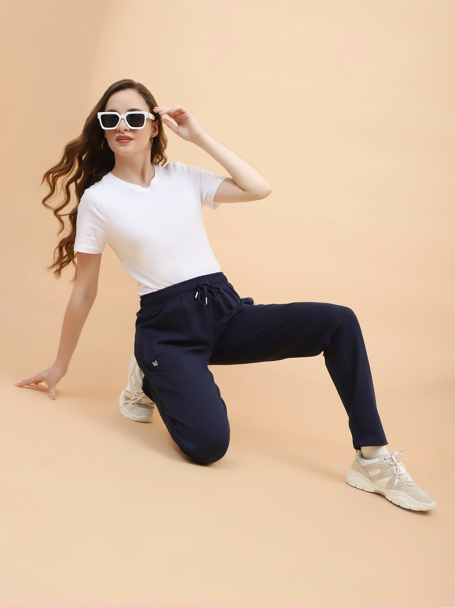 Blue Cotton Blend Regular Fit Lower - Global Republic