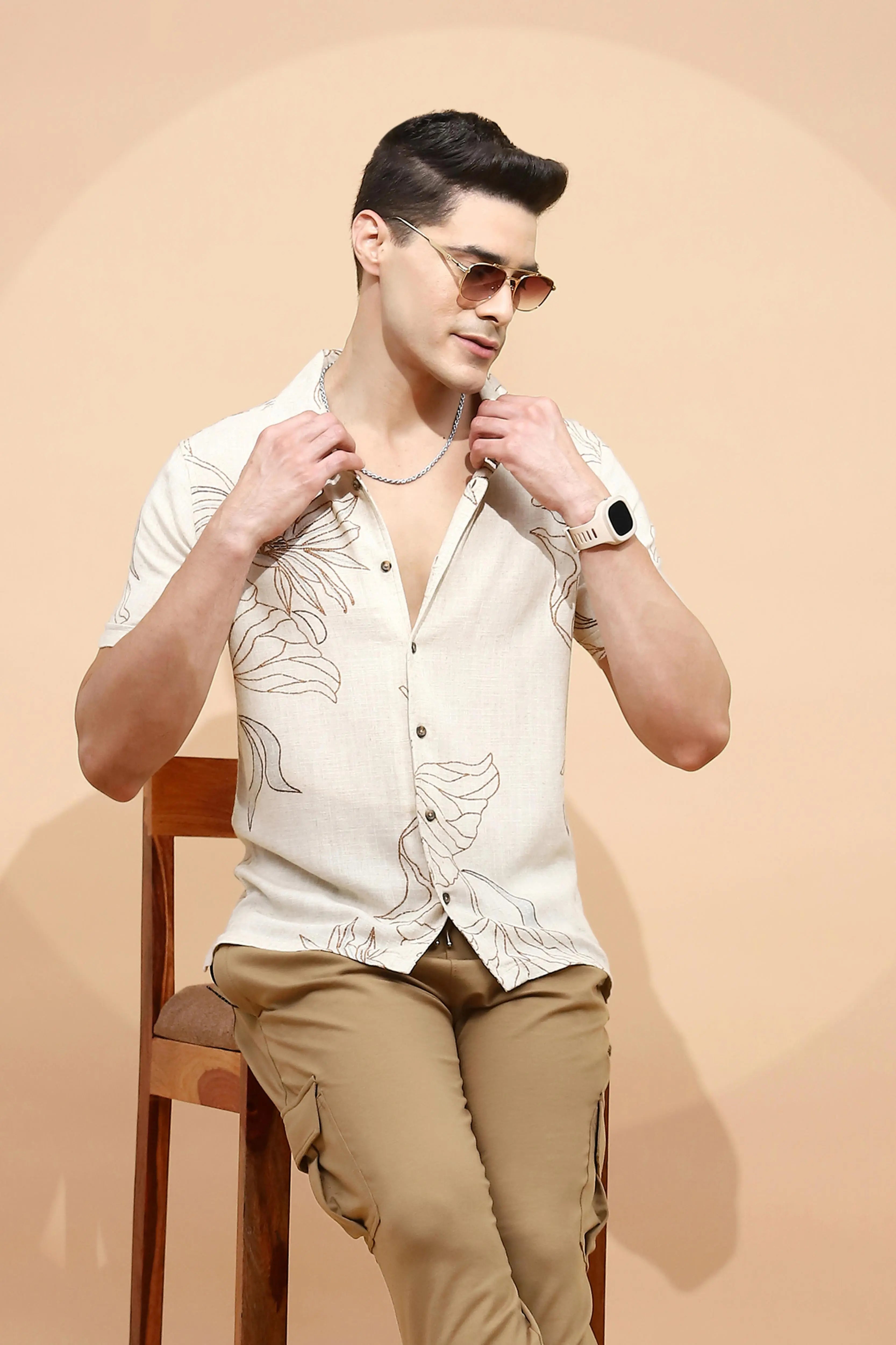 Natural Beige Cotton Shirt - Global Republic